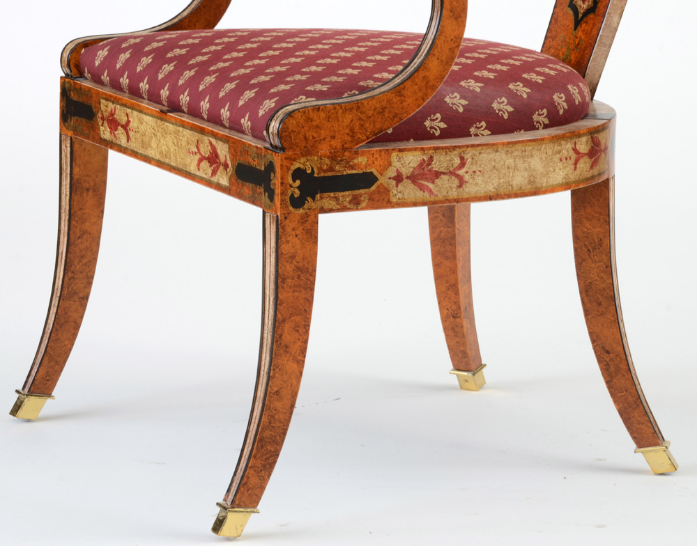 Hand Painted Curved Back Arm Chair By Sherrill