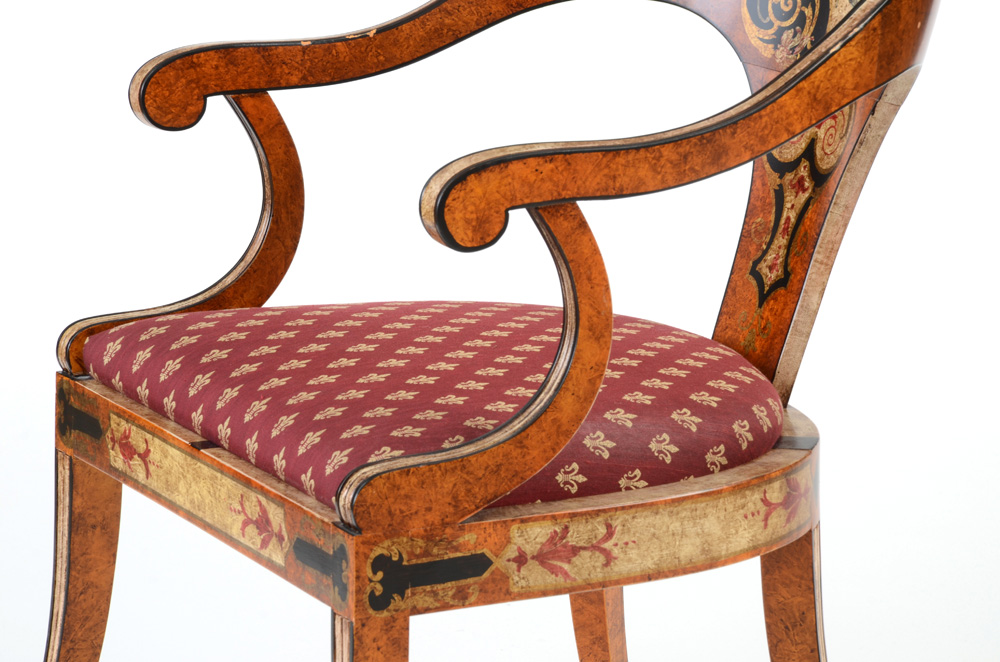Hand Painted Curved Back Arm Chair By Sherrill