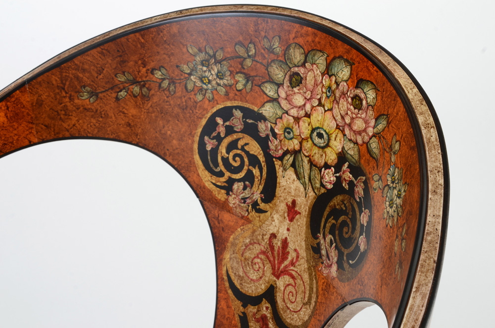 Hand Painted Curved Back Arm Chair By Sherrill