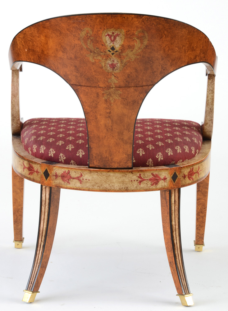 Hand Painted Curved Back Arm Chair By Sherrill