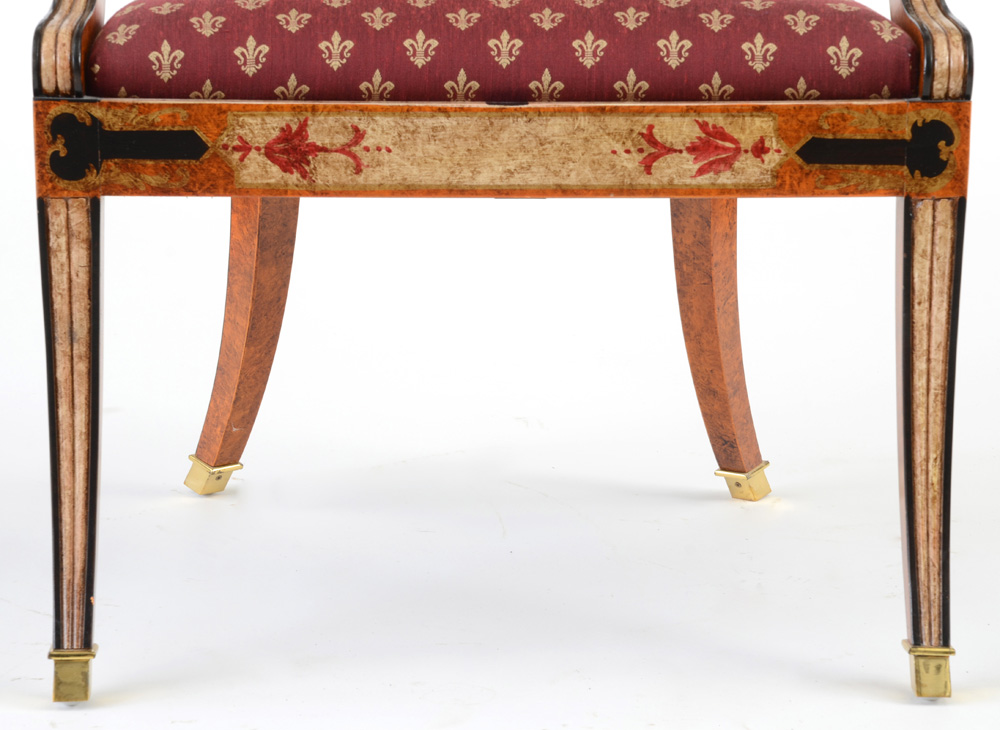 Hand Painted Curved Back Arm Chair By Sherrill