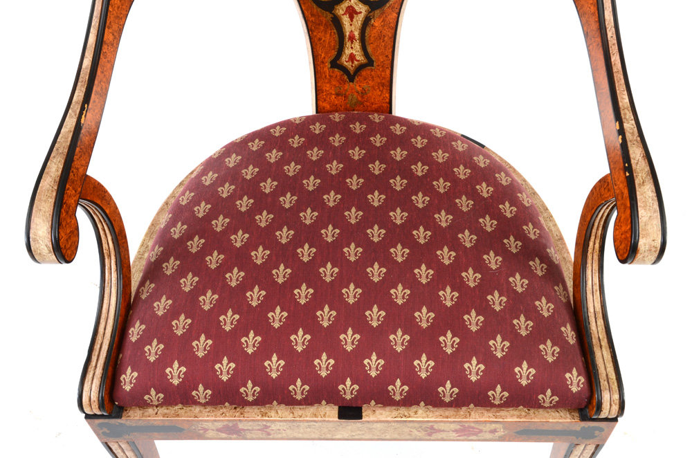 Hand Painted Curved Back Arm Chair By Sherrill