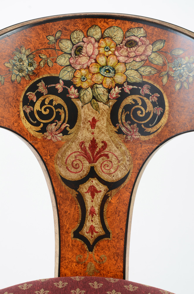 Hand Painted Curved Back Arm Chair By Sherrill