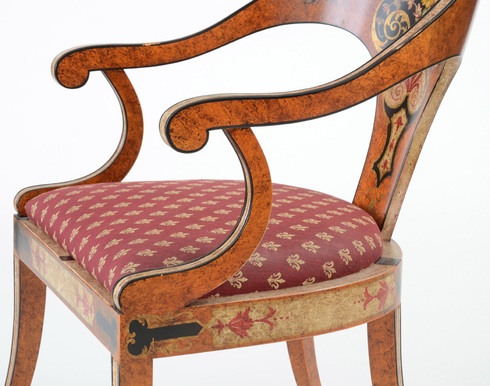 Hand Painted Curved Back Arm Chair By Sherrill