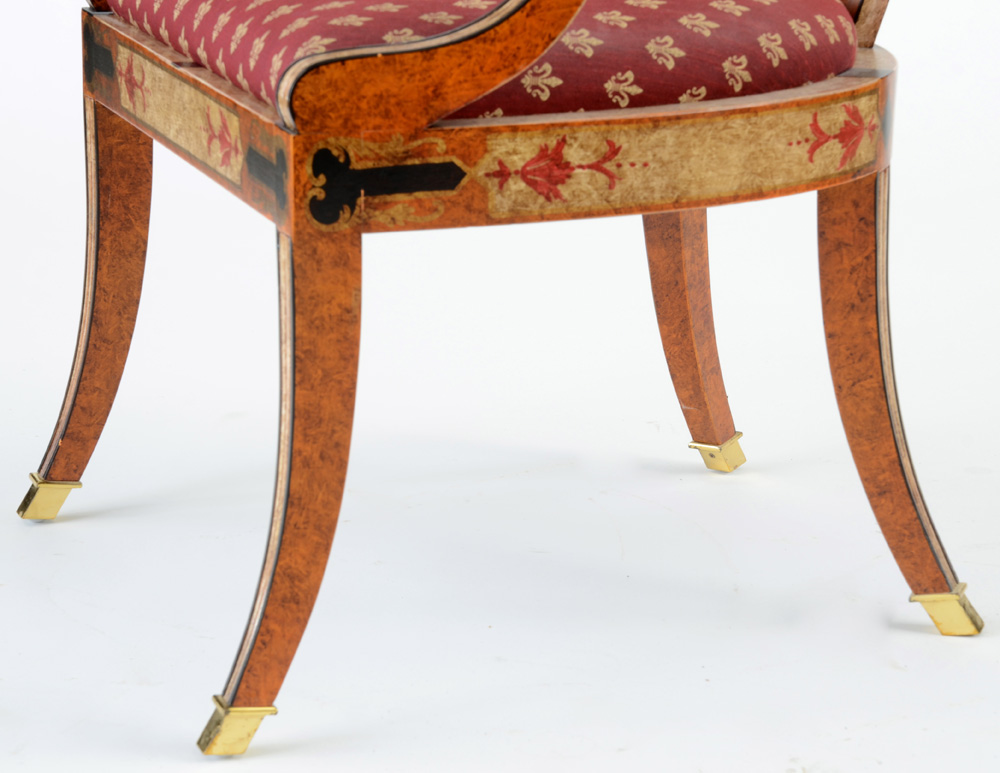 Hand Painted Curved Back Arm Chair By Sherrill