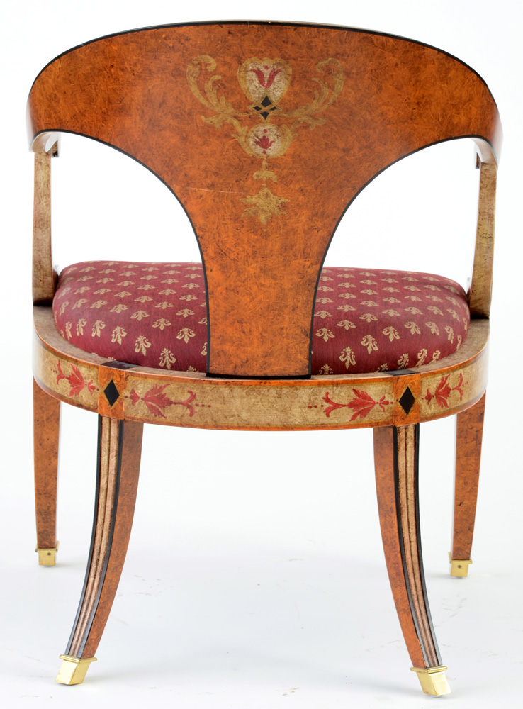 Hand Painted Curved Back Arm Chair By Sherrill