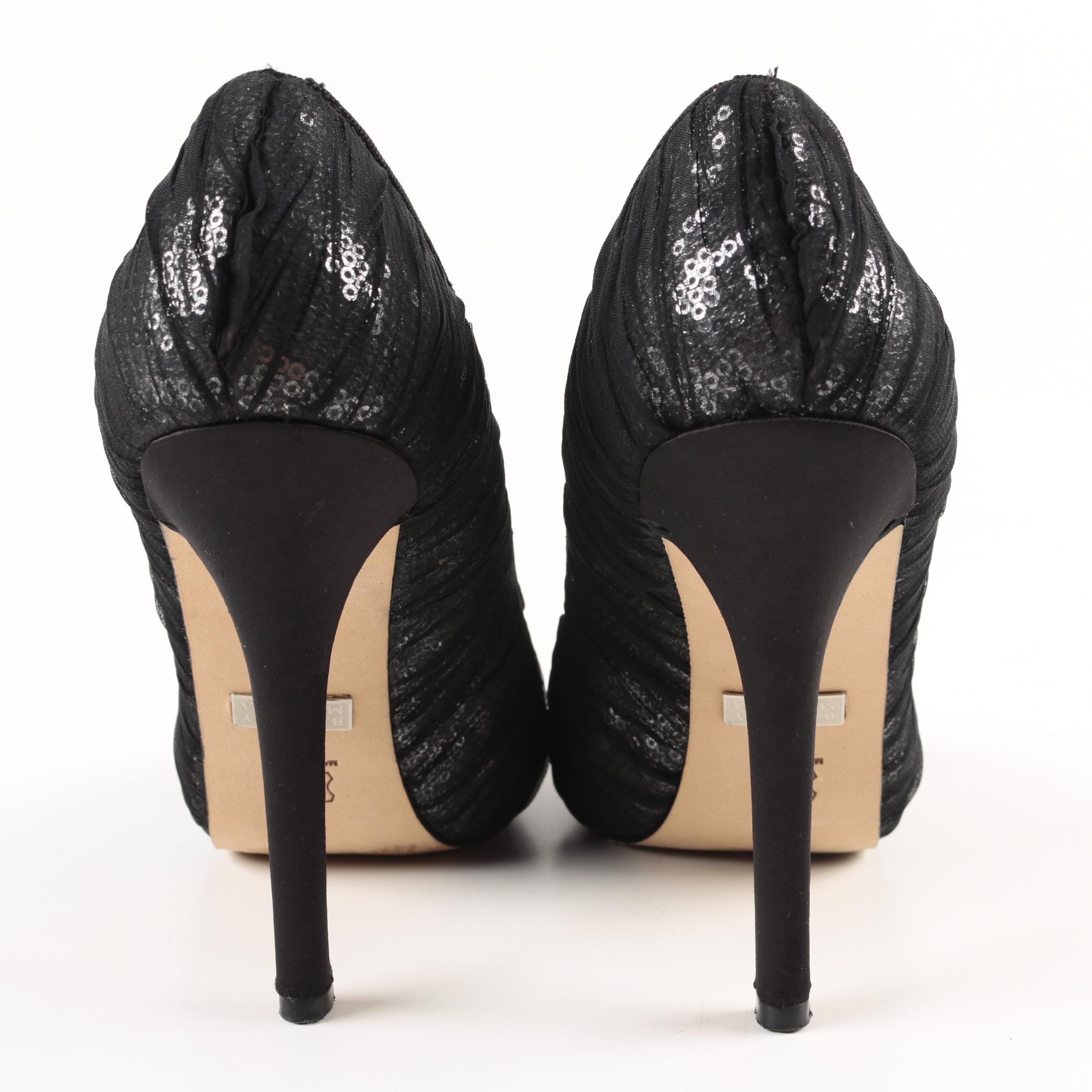 Badgley Mischka Sequined Peep-Toe Heels