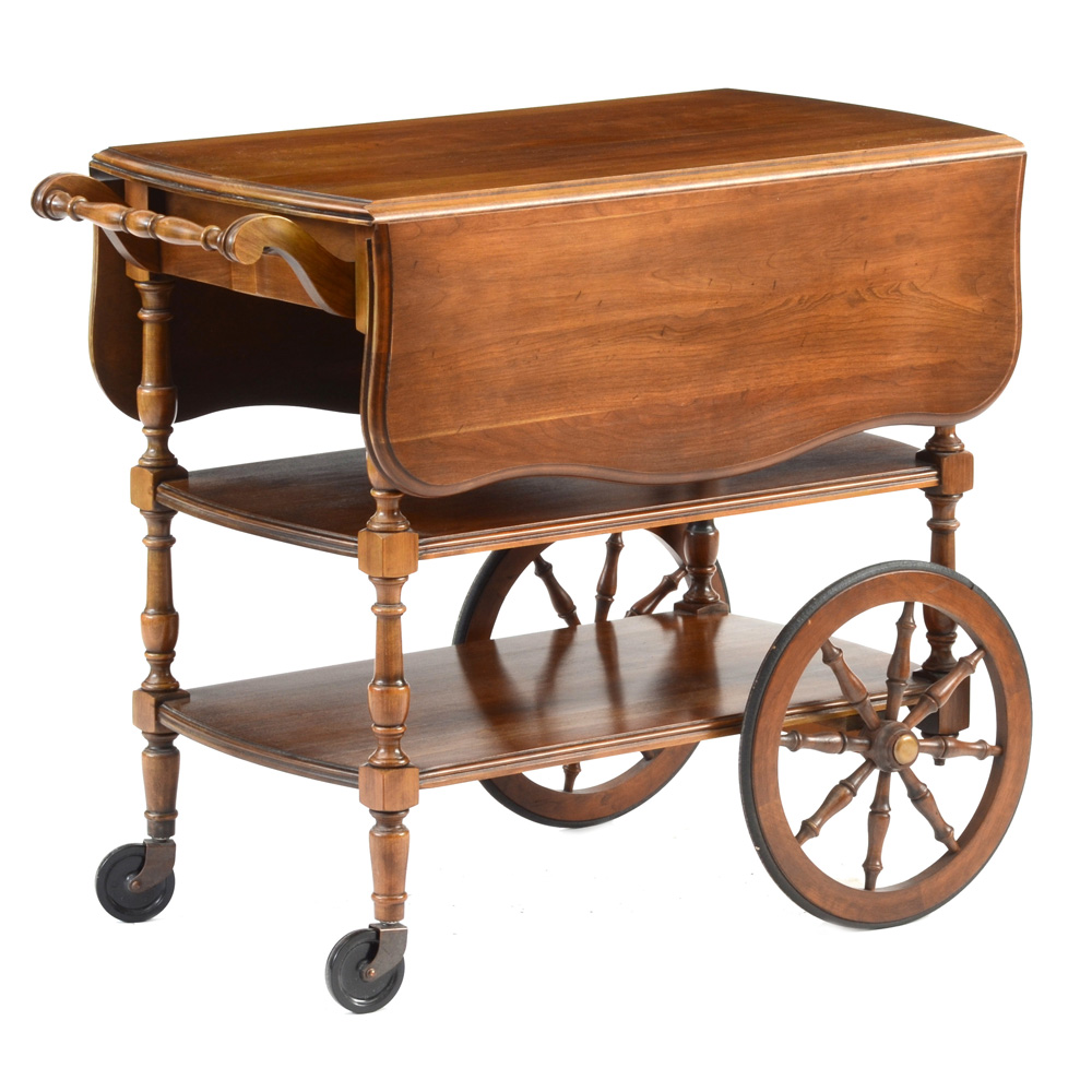 Walnut Rolling Tea Cart