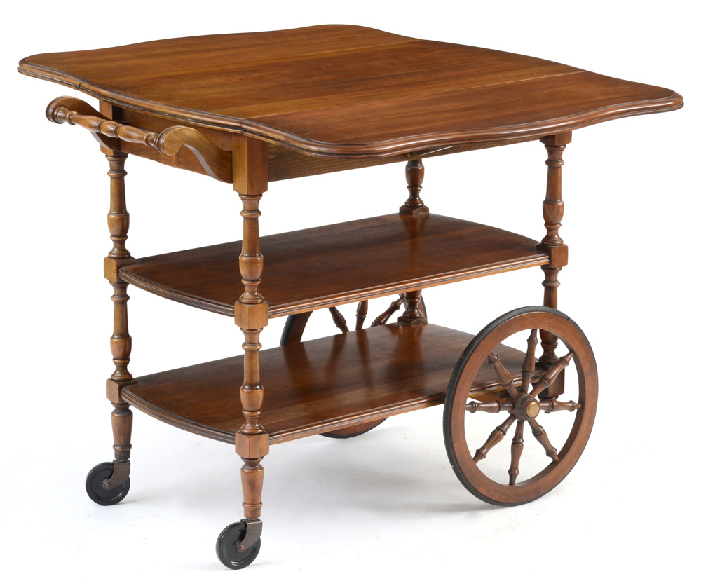 Walnut Rolling Tea Cart