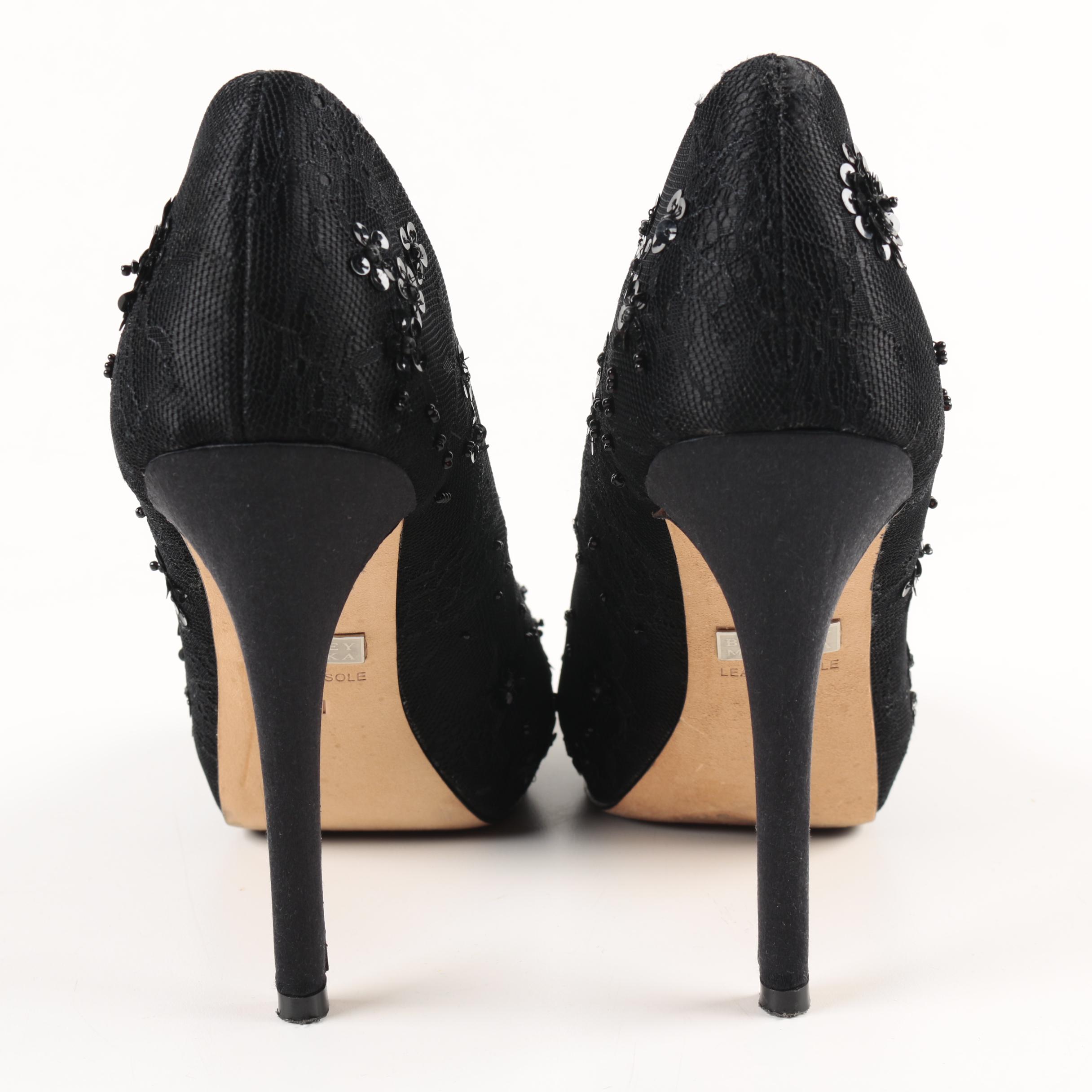 Badgley Mischka Embellished Peep Toe Dress Pumps