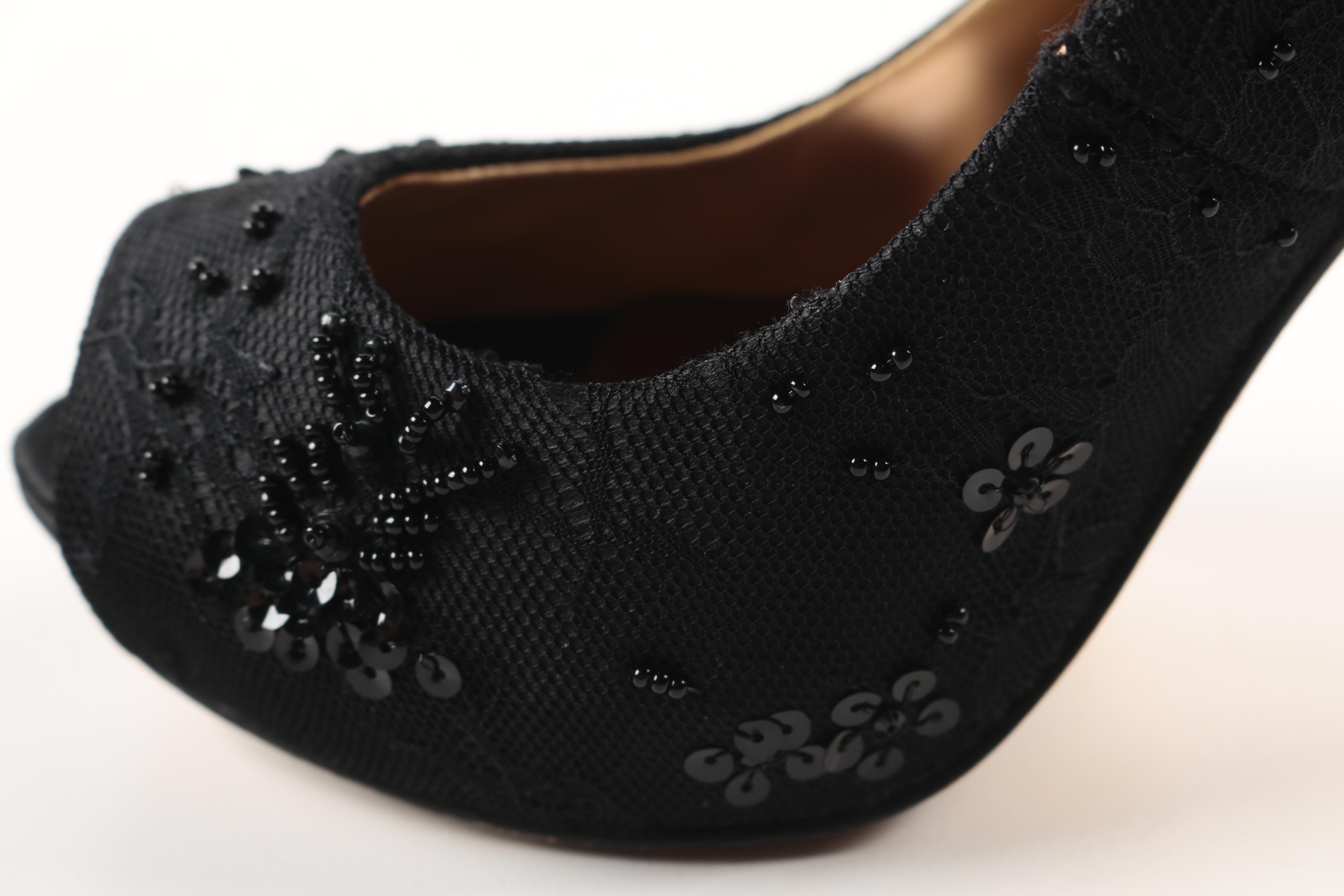 Badgley Mischka Embellished Peep Toe Dress Pumps