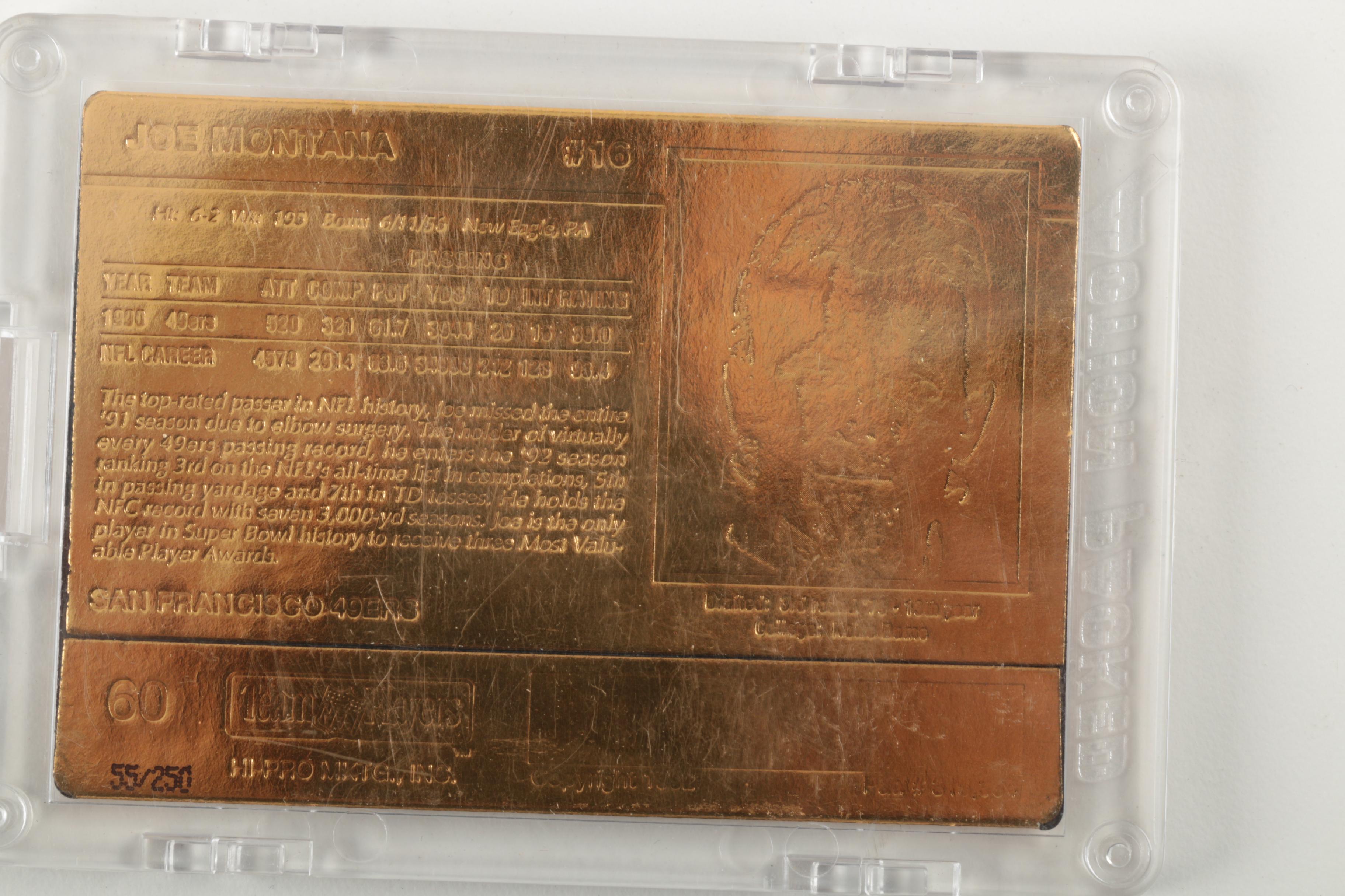 Action Packed 24kt Gold Joe Montana Football Card