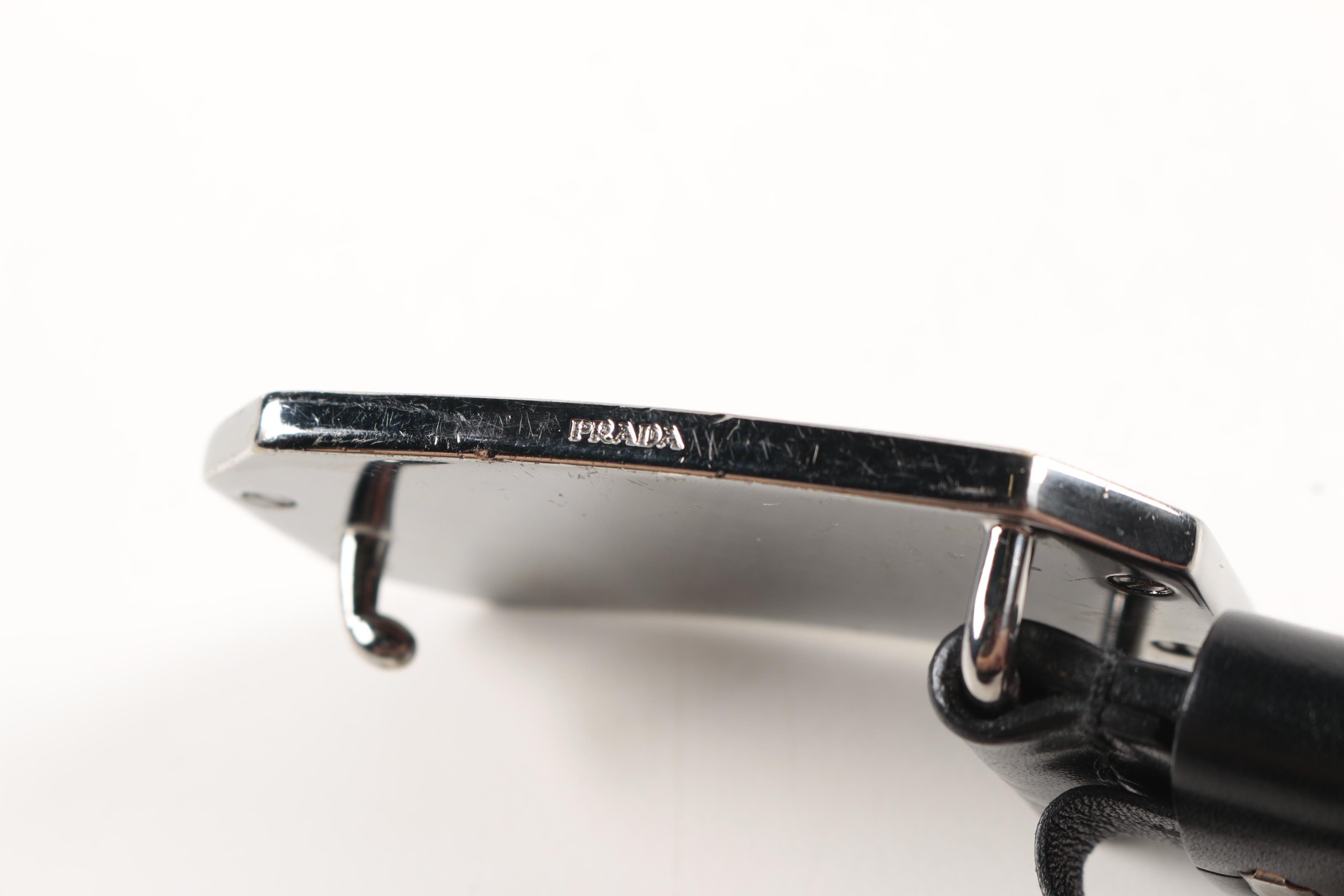 Two Pairs of Prada Black Leather Belts