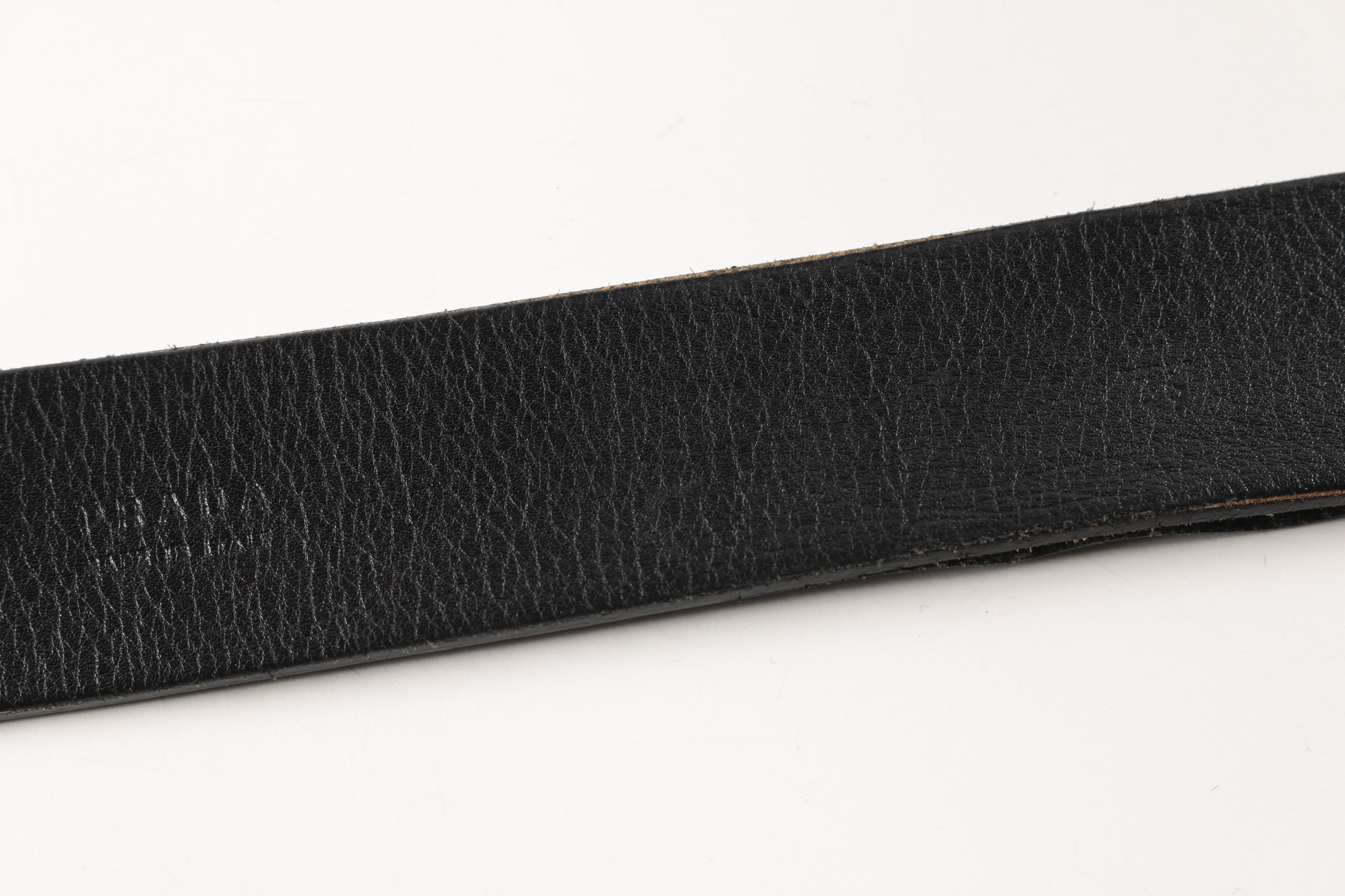 Two Pairs of Prada Black Leather Belts