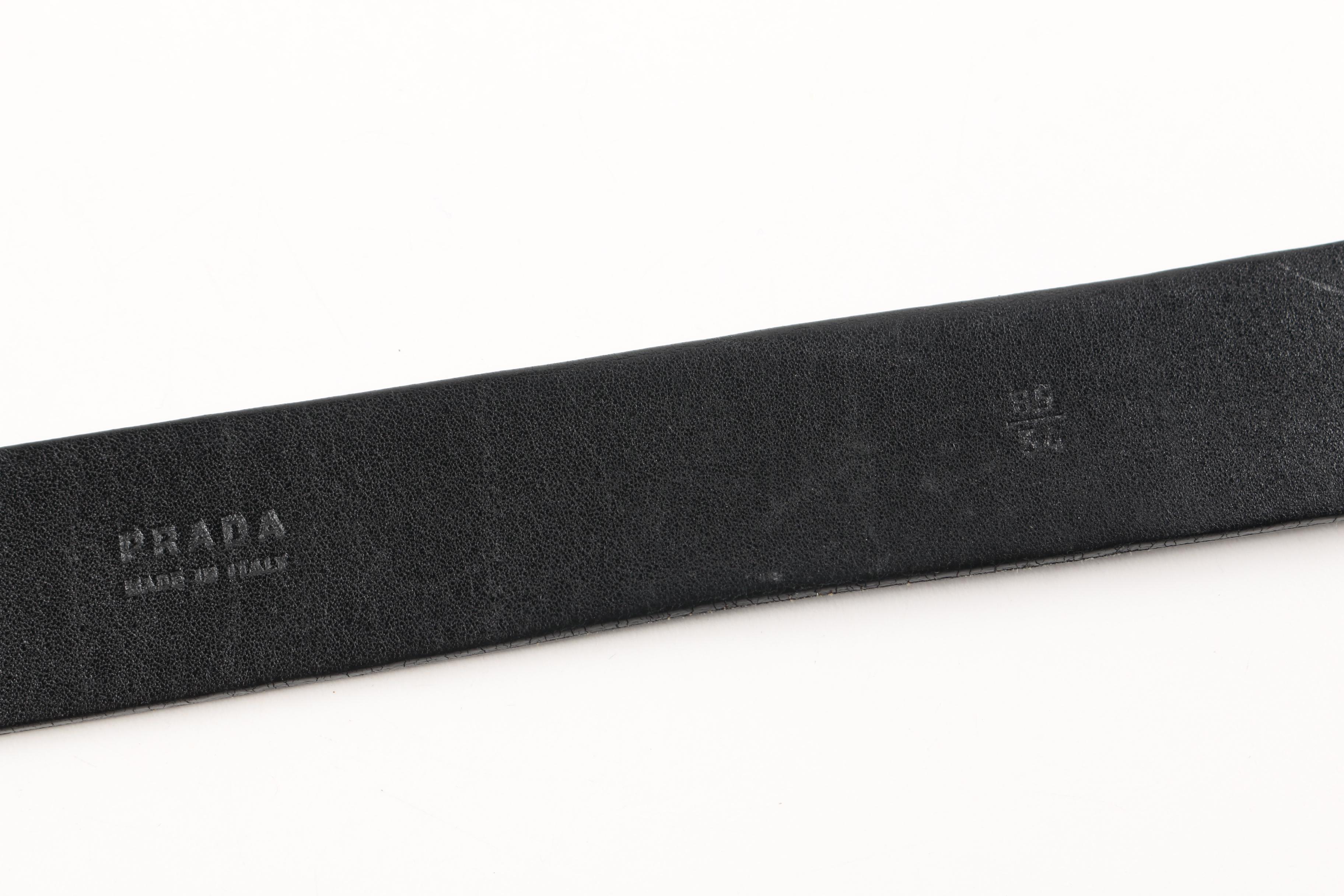 Two Pairs of Prada Black Leather Belts