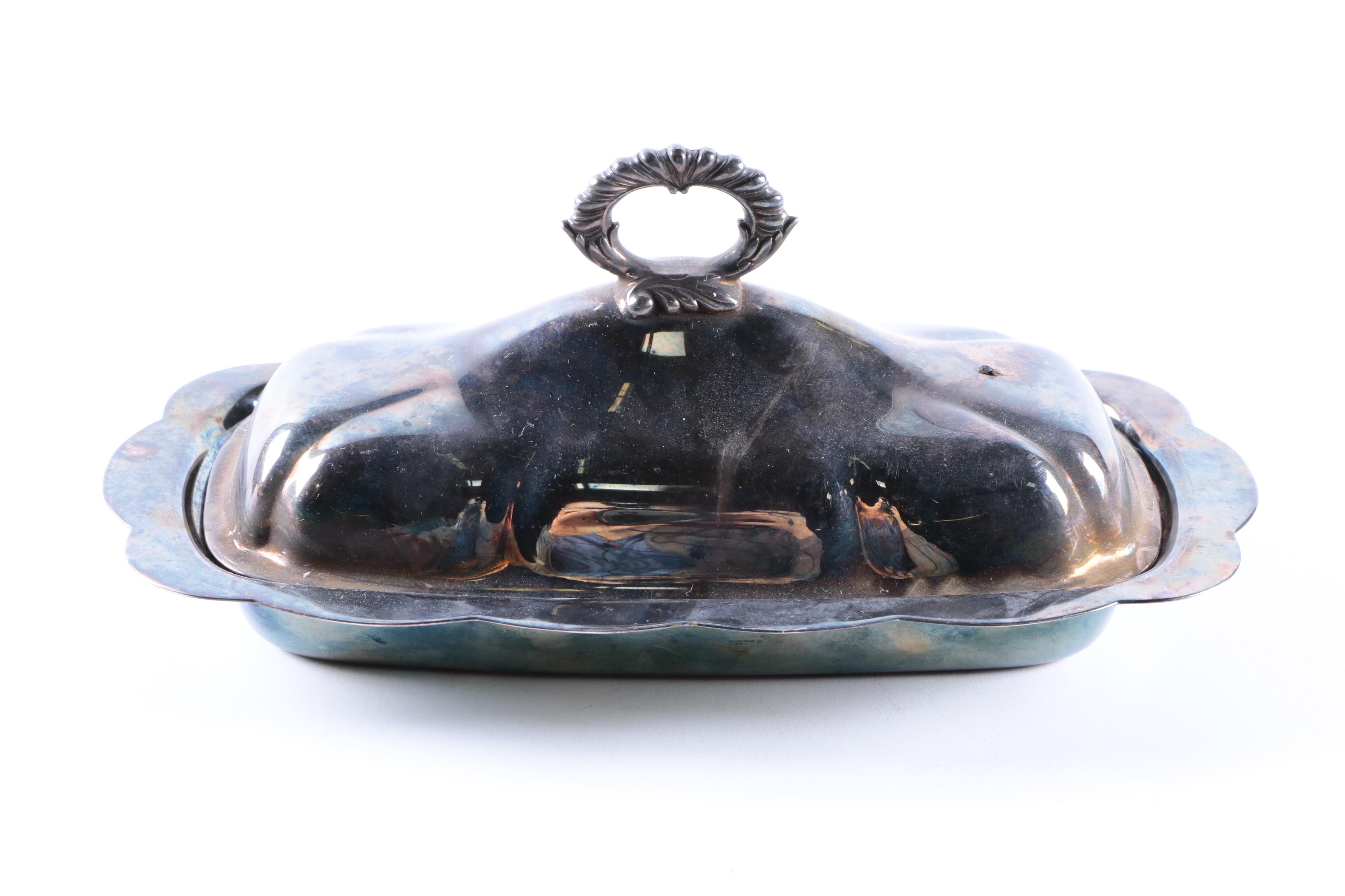 Gorham Oval Silver Plate Tray with Additional Silver Plate Serveware