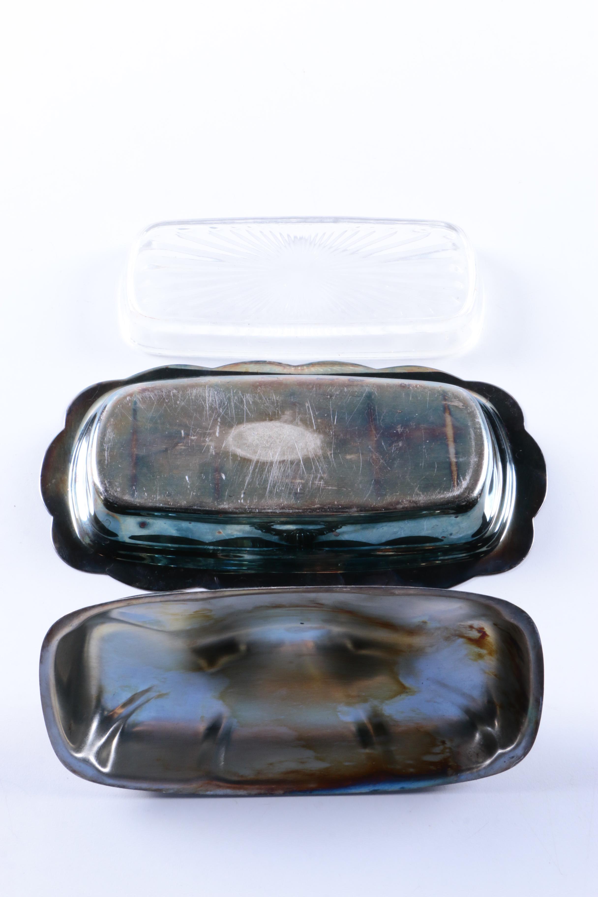 Gorham Oval Silver Plate Tray with Additional Silver Plate Serveware