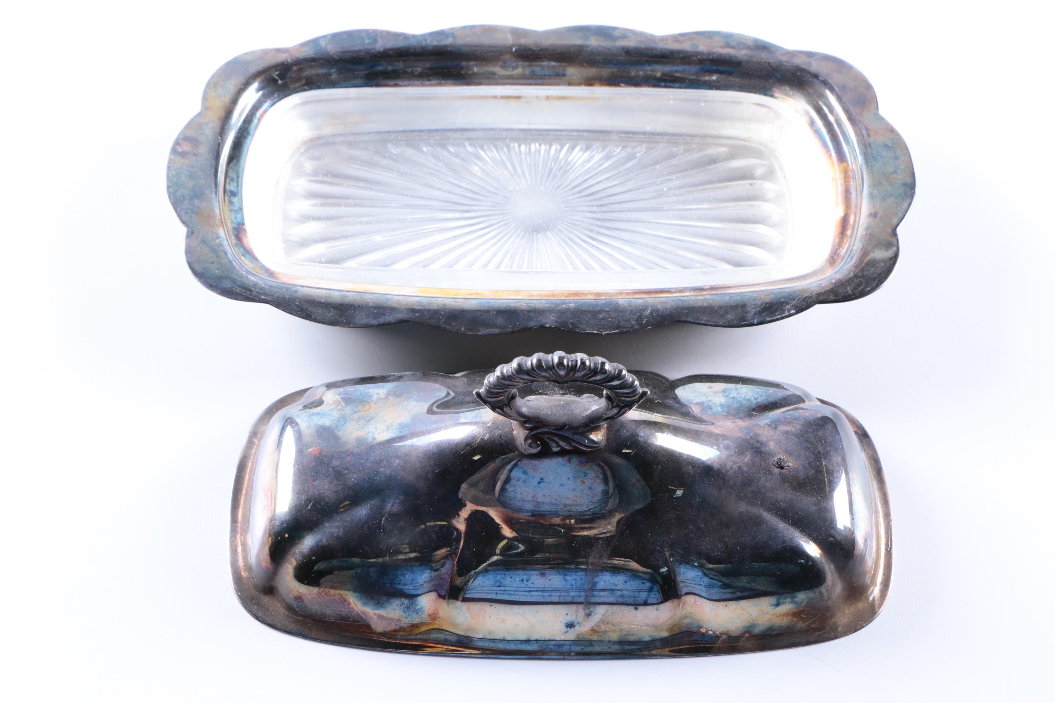 Gorham Oval Silver Plate Tray with Additional Silver Plate Serveware