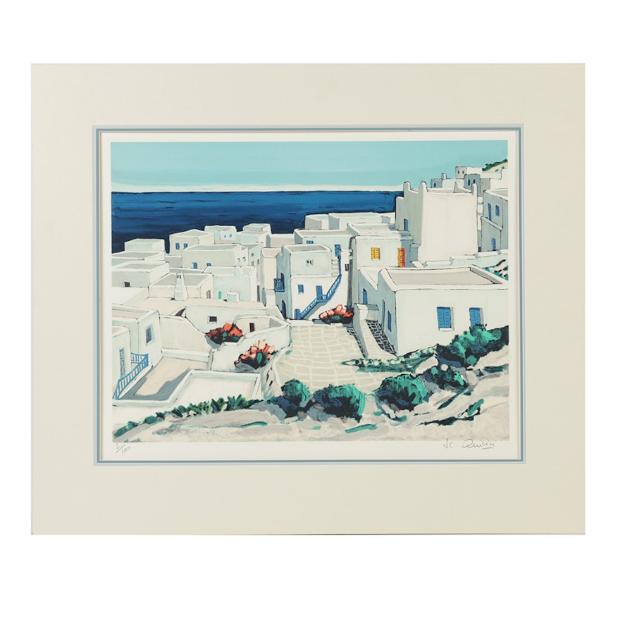 Jean-Claude Quilici Limited Edition Lithograph on Paper Architectural Landscape