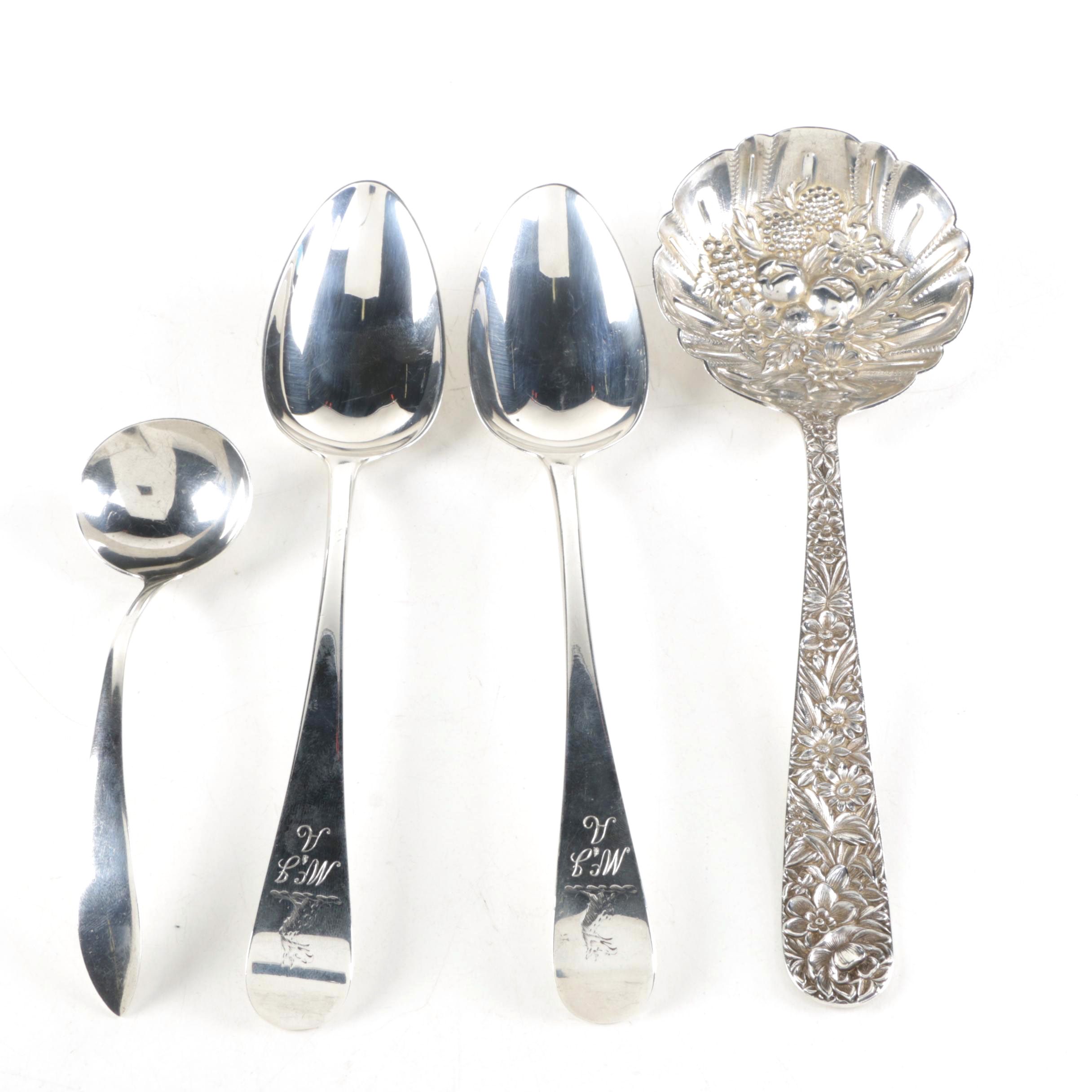Assorted Sterling Silver Utensils Featuring Thomas Whipham and S. Kirk and Son