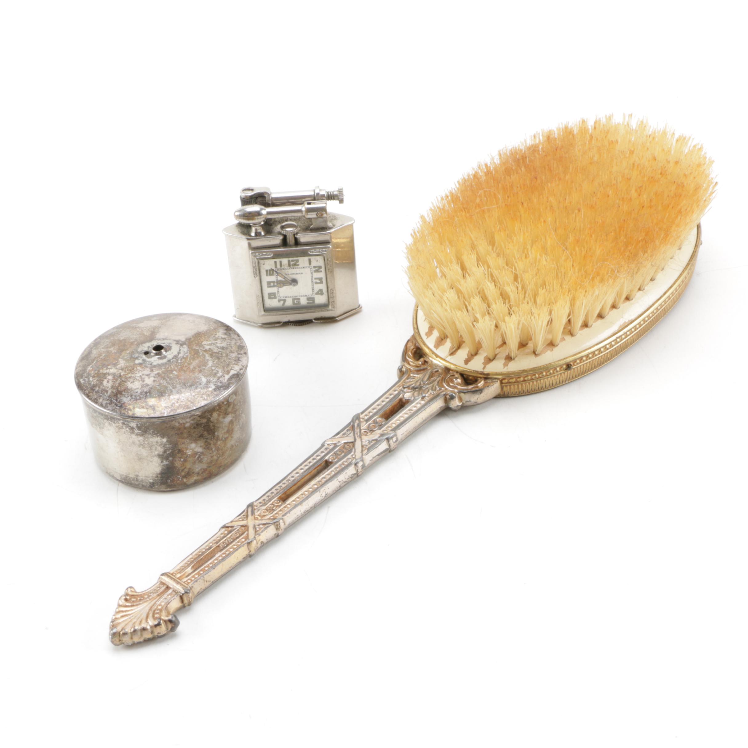 Vintage Elsmere Lighter Watch, Brush and Jar