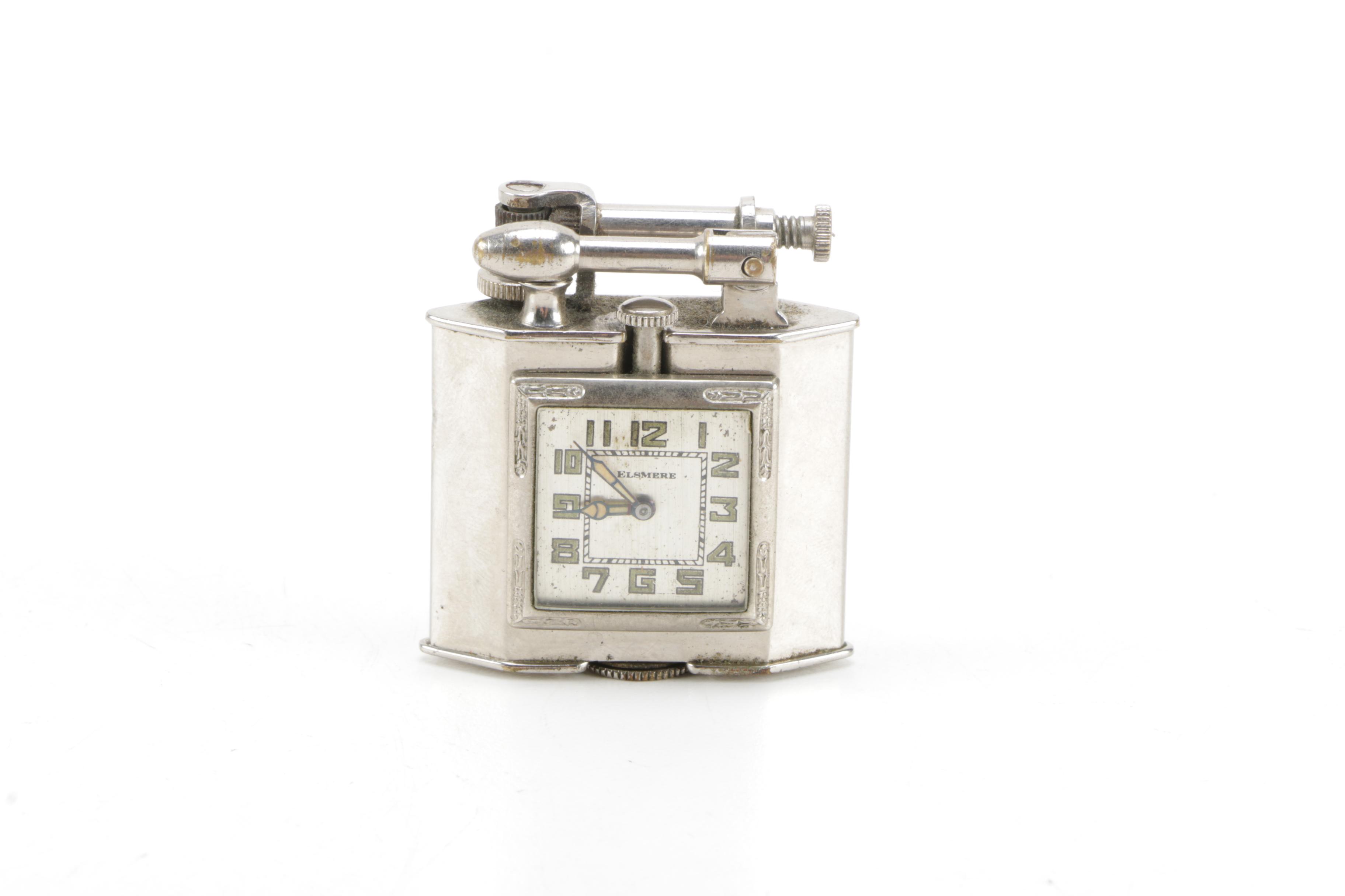Vintage Elsmere Lighter Watch, Brush and Jar