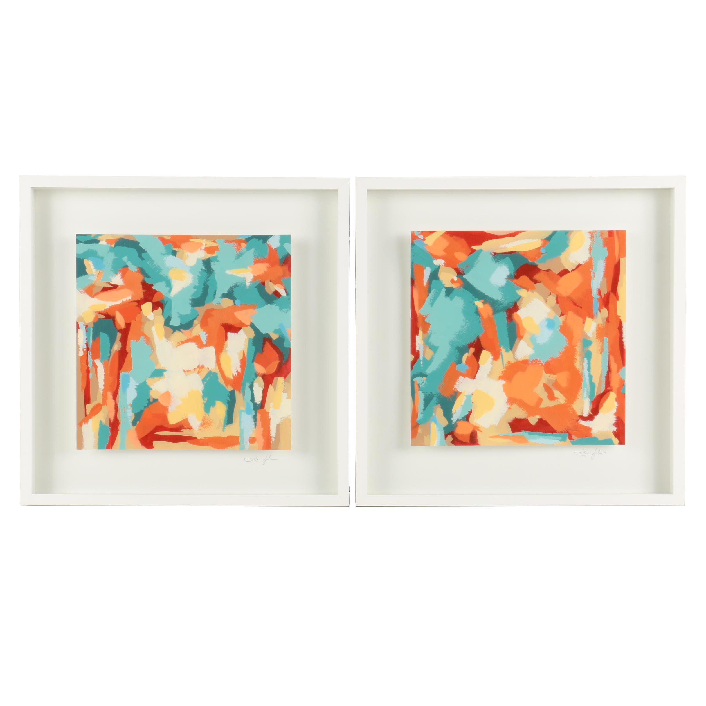 Oil Paintings on Paper of Abstract Compositions by Gina Julian