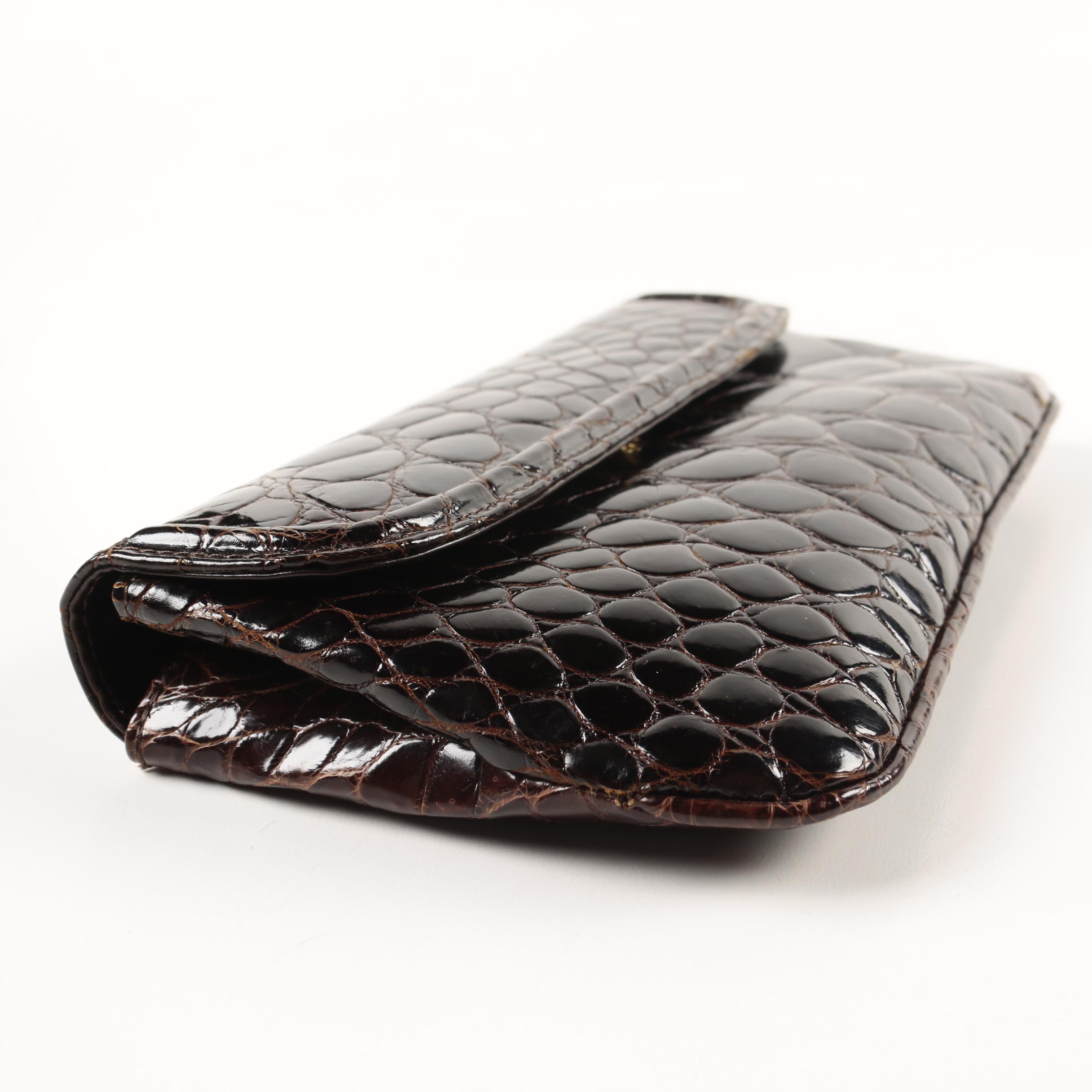 Elizabeth Genuine Crocodile Wristlet Clutch