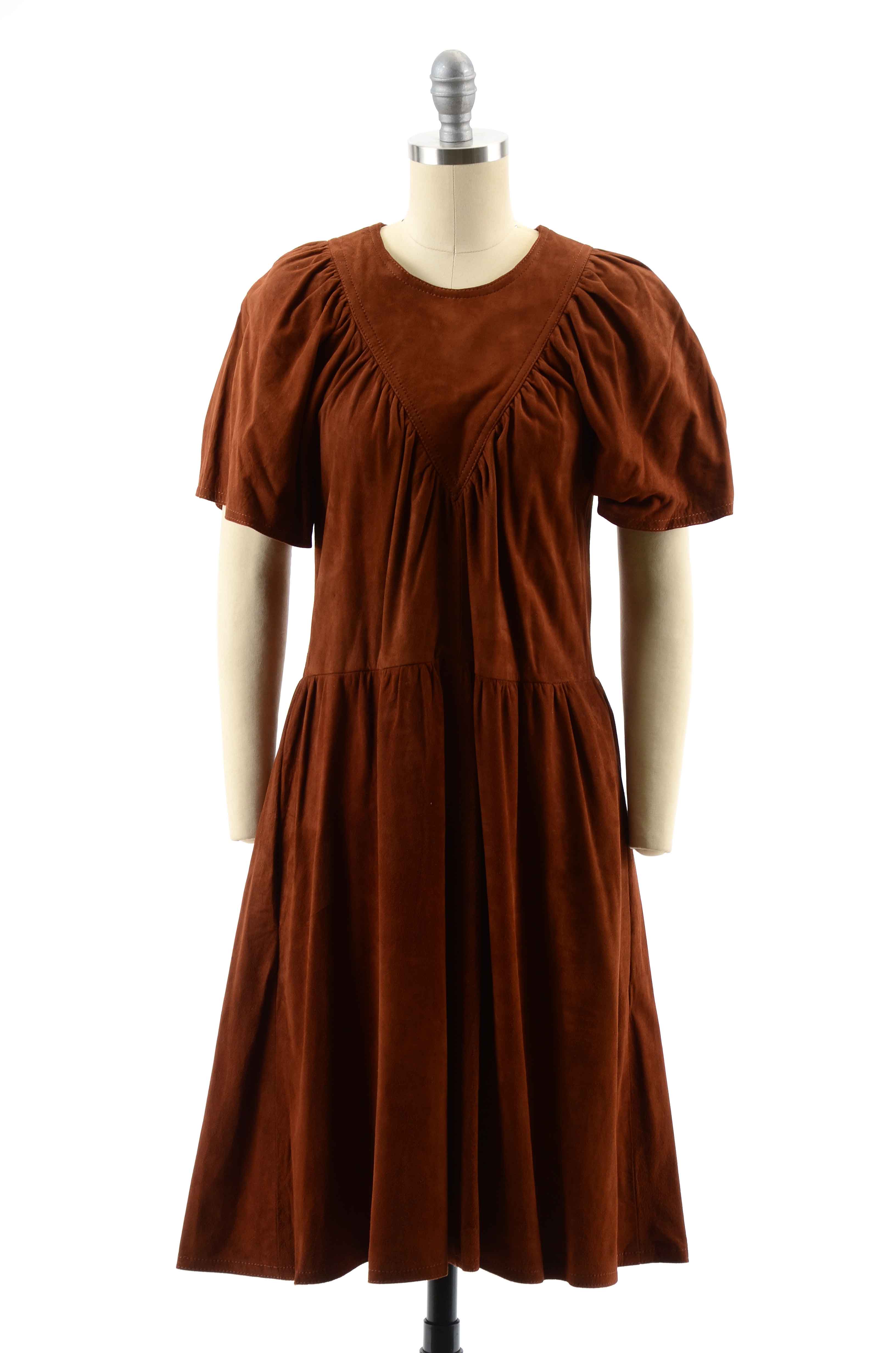 Women's Vintage Suede Dress and Jacket Set