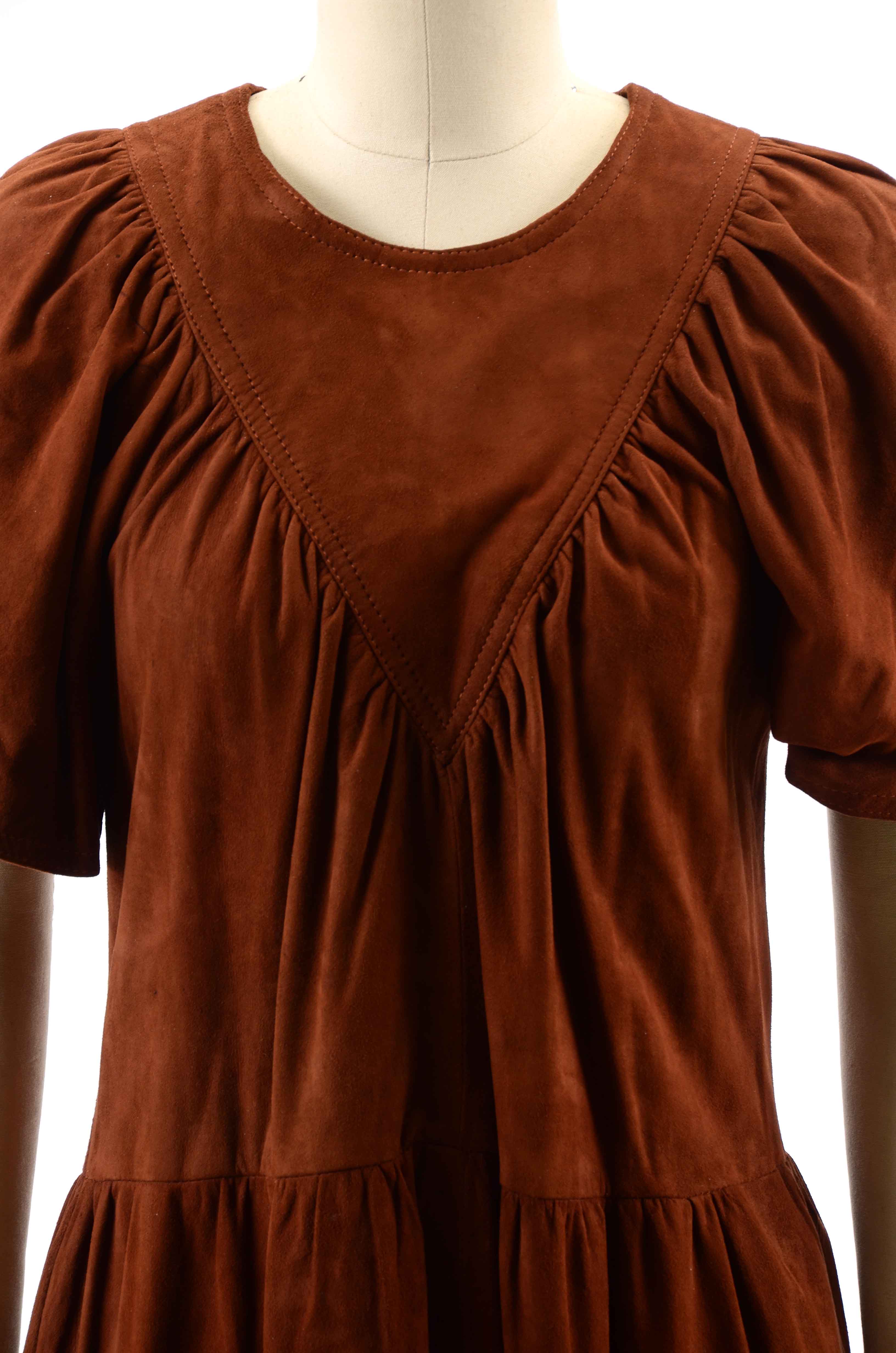 Women's Vintage Suede Dress and Jacket Set