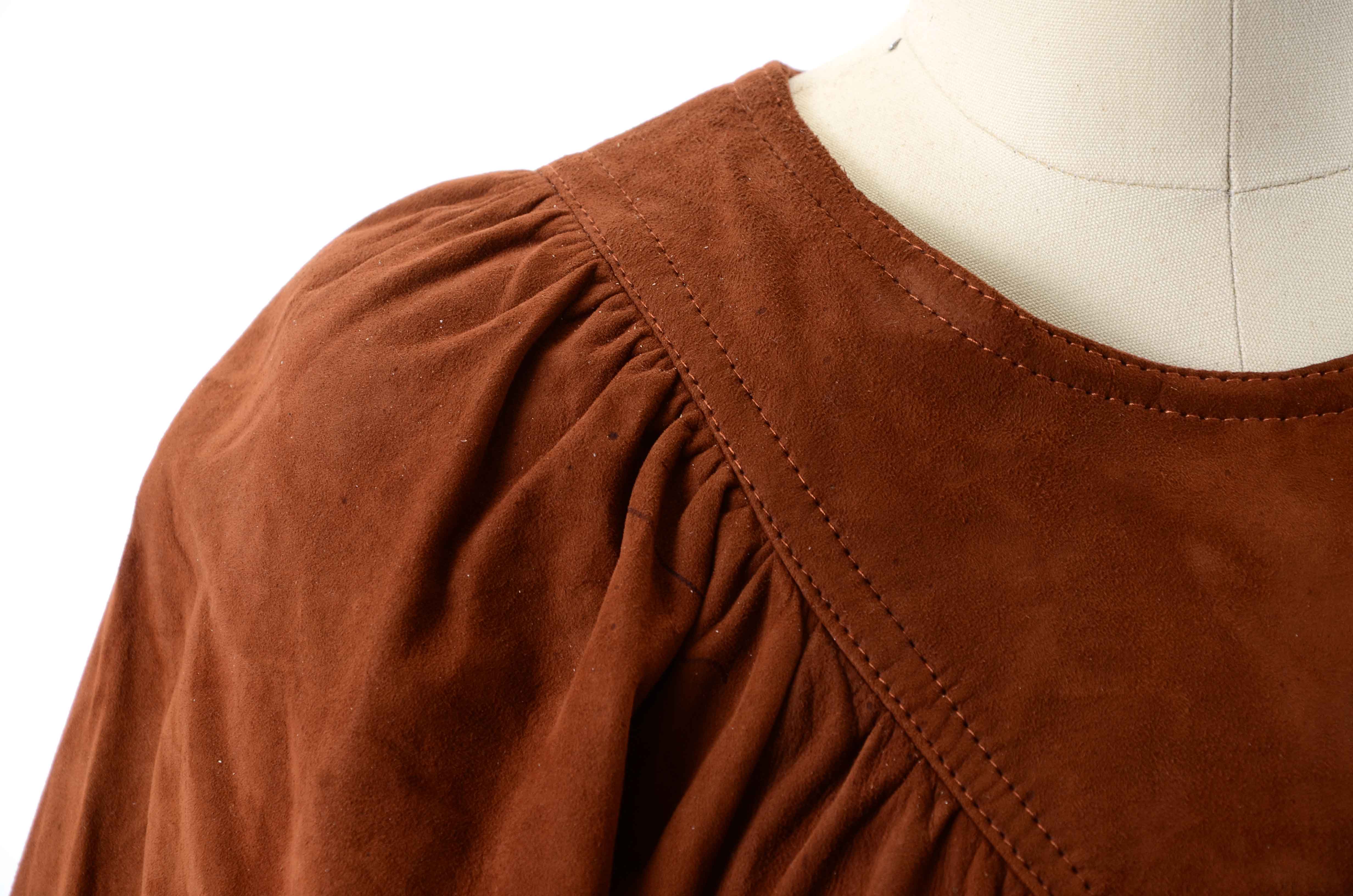 Women's Vintage Suede Dress and Jacket Set