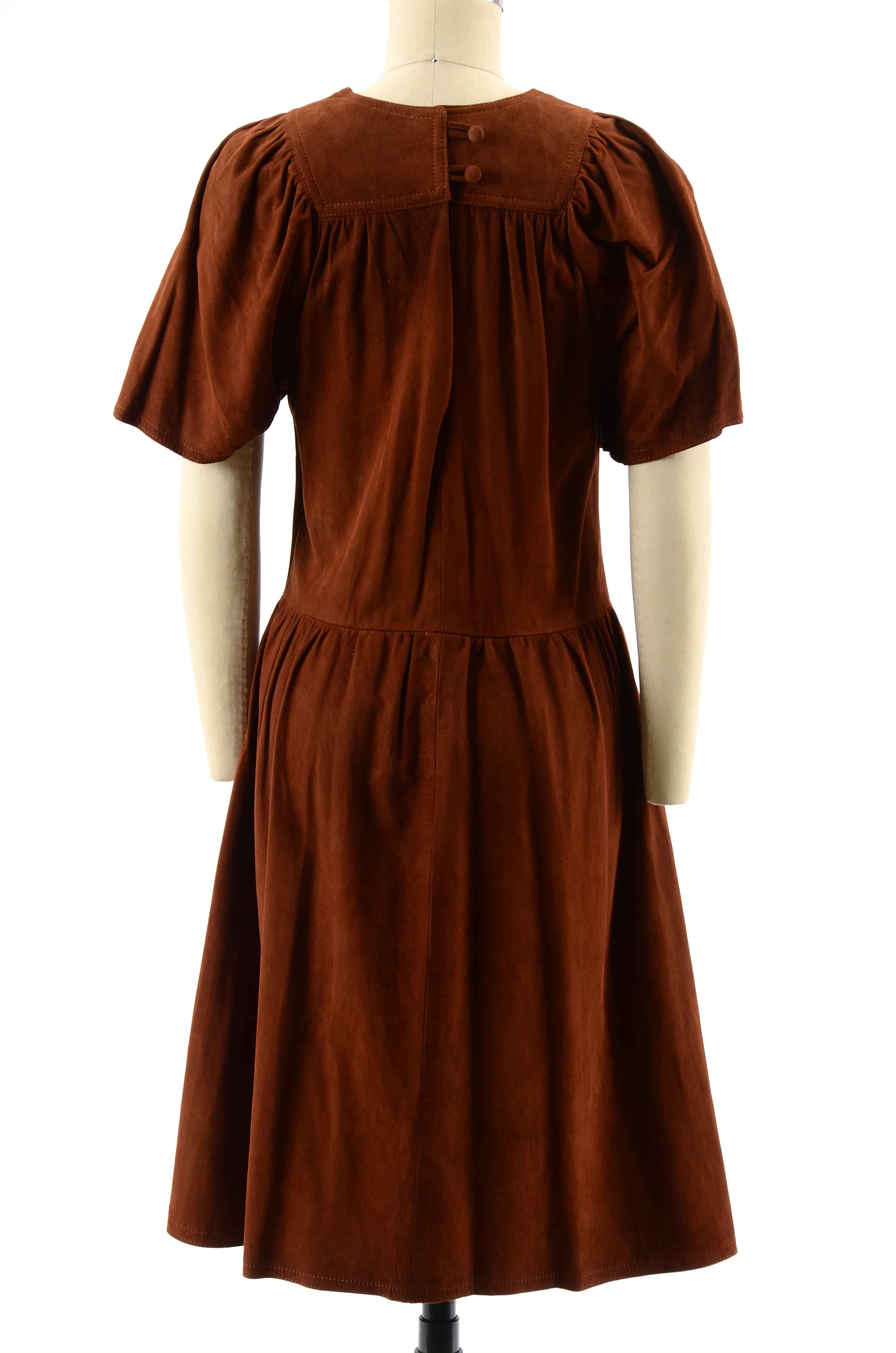 Women's Vintage Suede Dress and Jacket Set