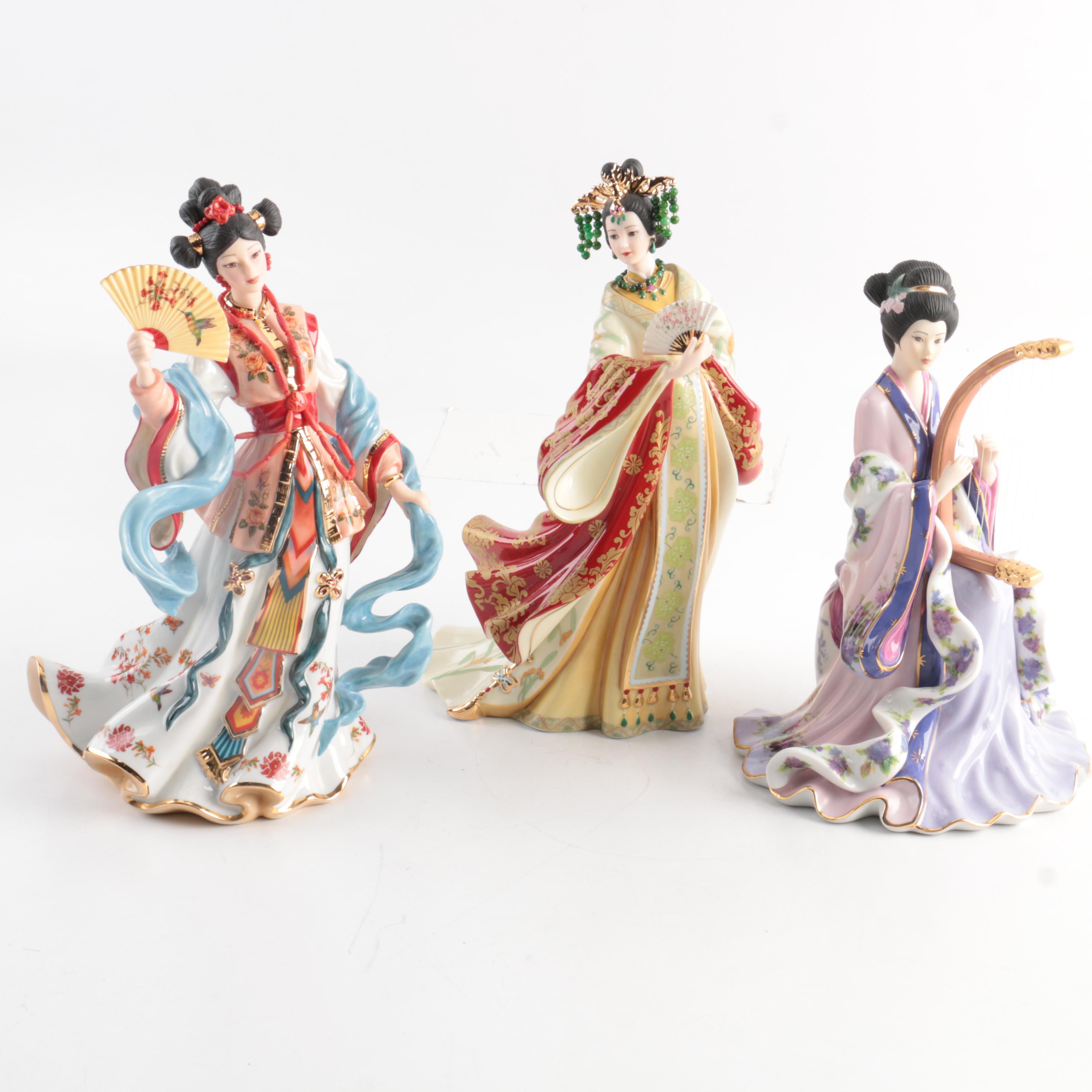 Three Lena Liu Porcelain Figurines by the Danbury Mint