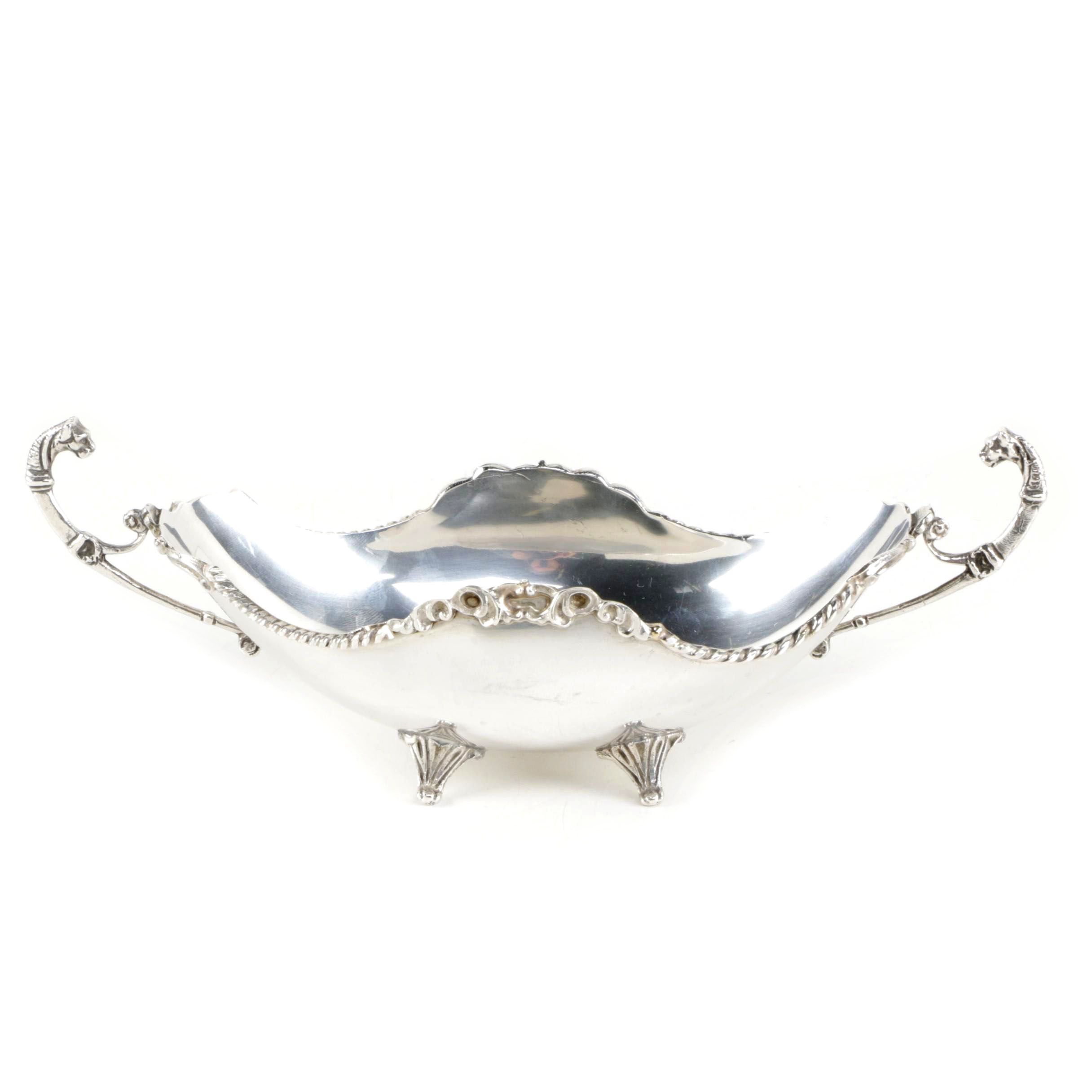 Flying Scroll Handled 870 Silver Centerpiece Bowl