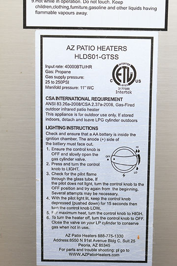 AZ Patio Heaters Propane Heater