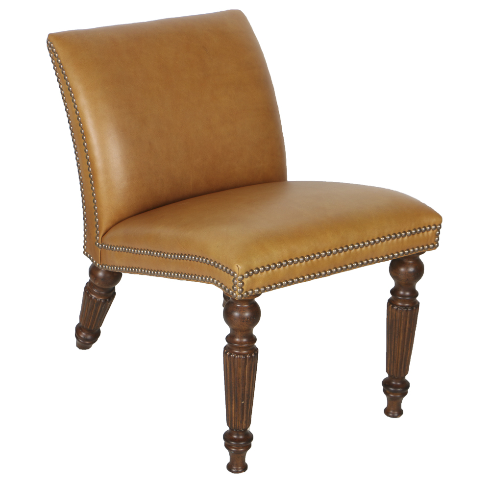 "Fireside" Leather Slipper Chairs by Ferguson Copeland, Ltd.