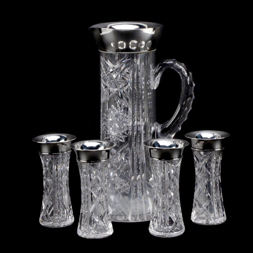 Crystal Barware Featuring Mauser Manufacturing Company Sterling Silver