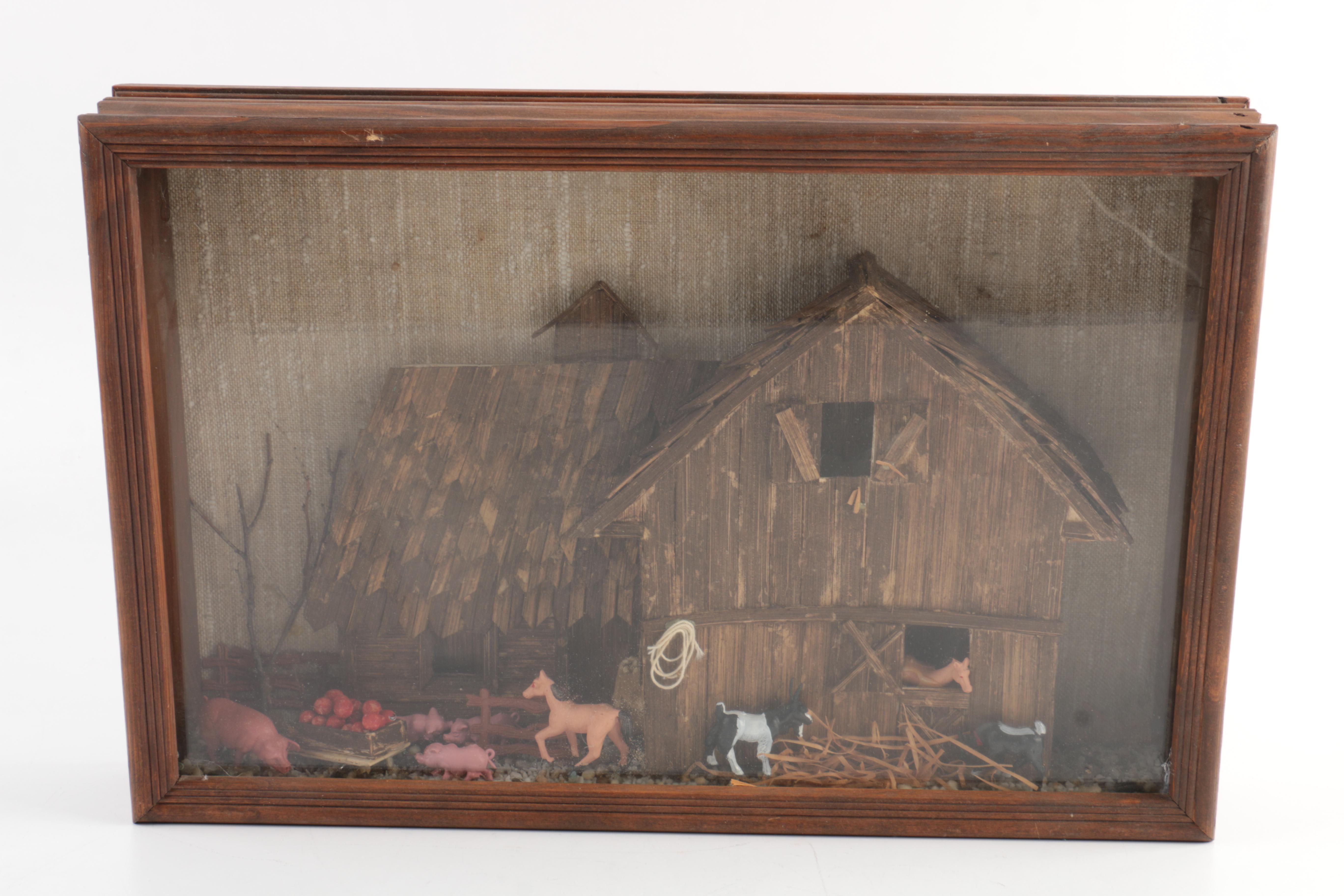 Pair of Country Theme Shadow Box Decor