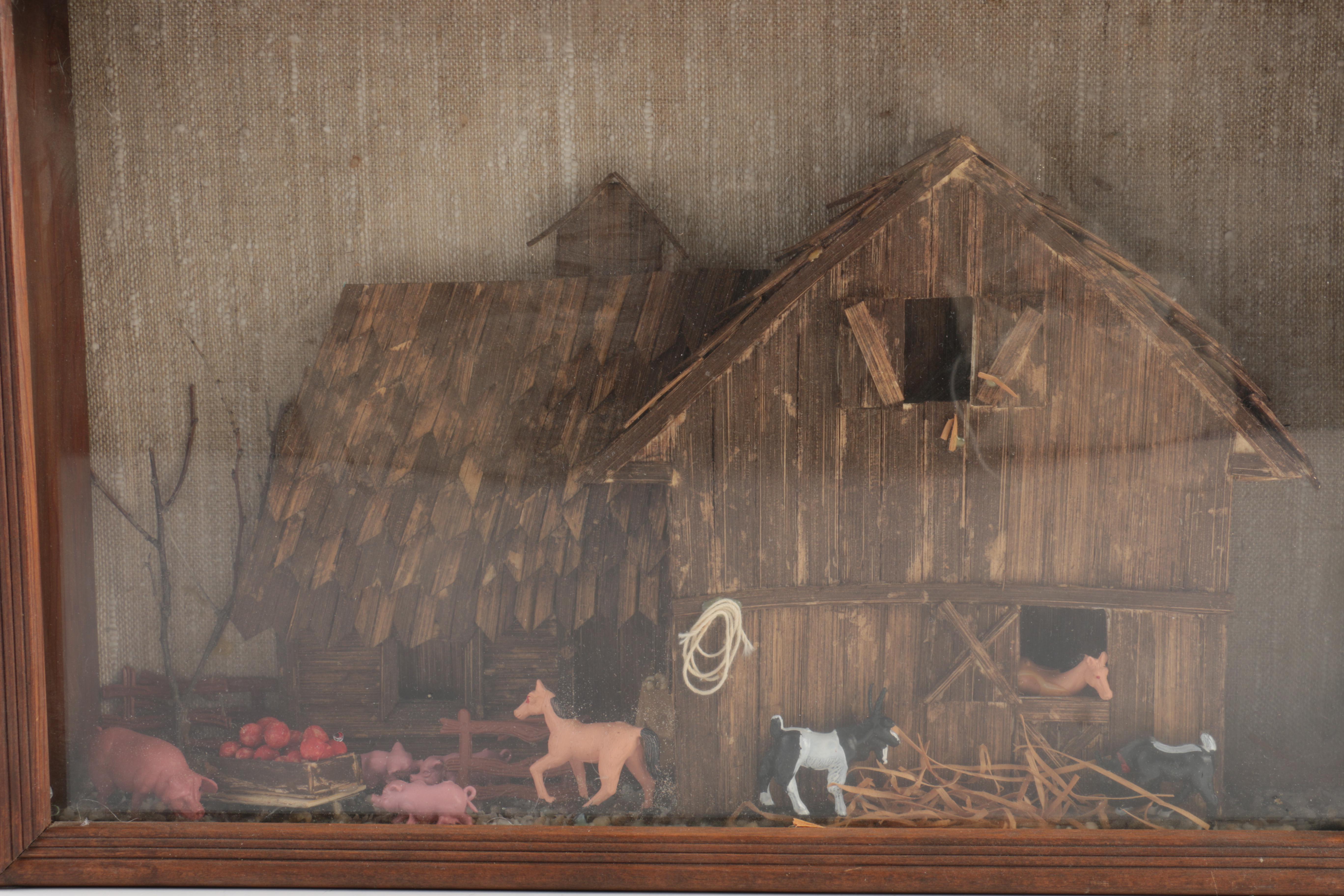 Pair of Country Theme Shadow Box Decor