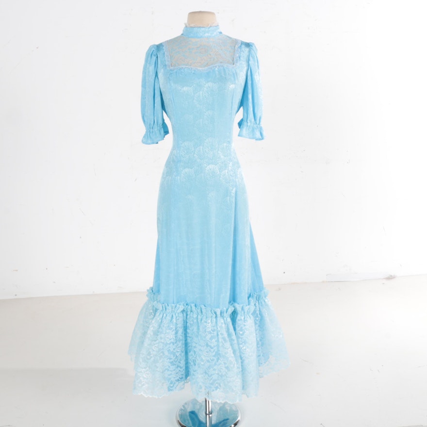 Vintage Blue Dress with Lace