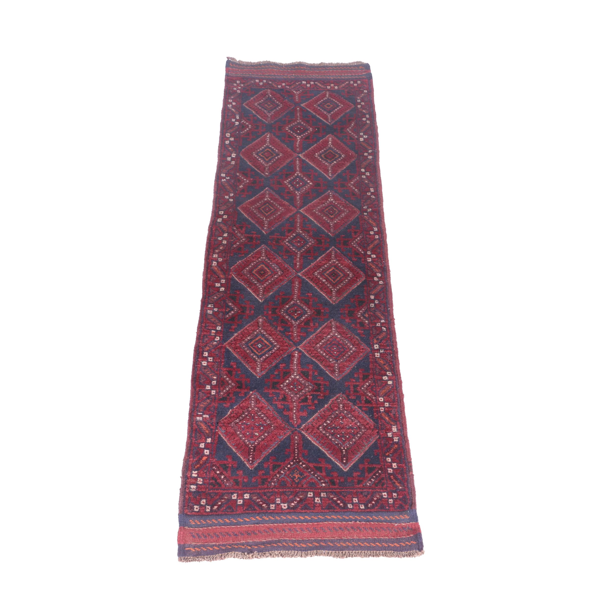 Hand-Knotted Baluch Wool Carpet Runner