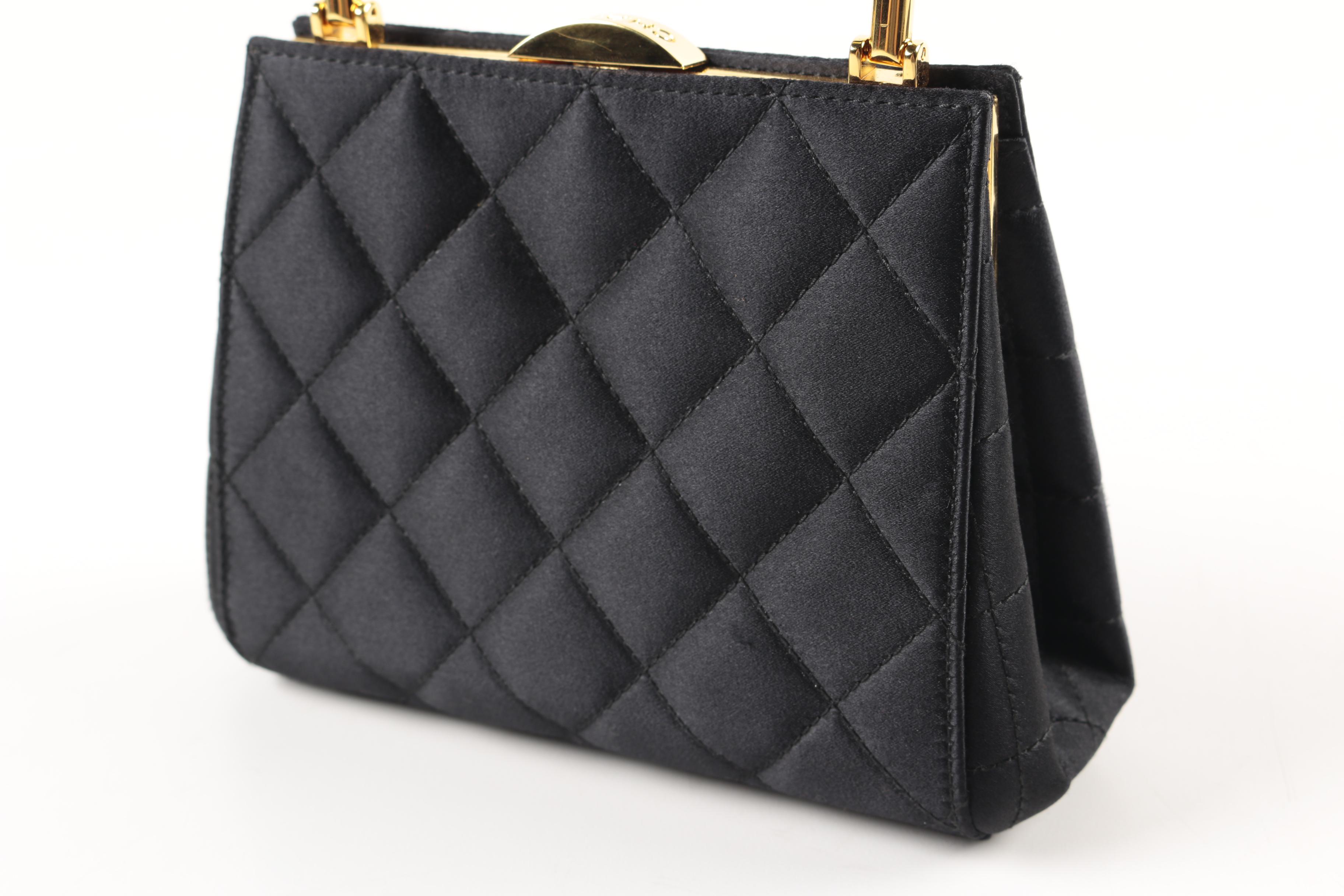 1990s Chanel Quilted Satin Mini Frame Bag