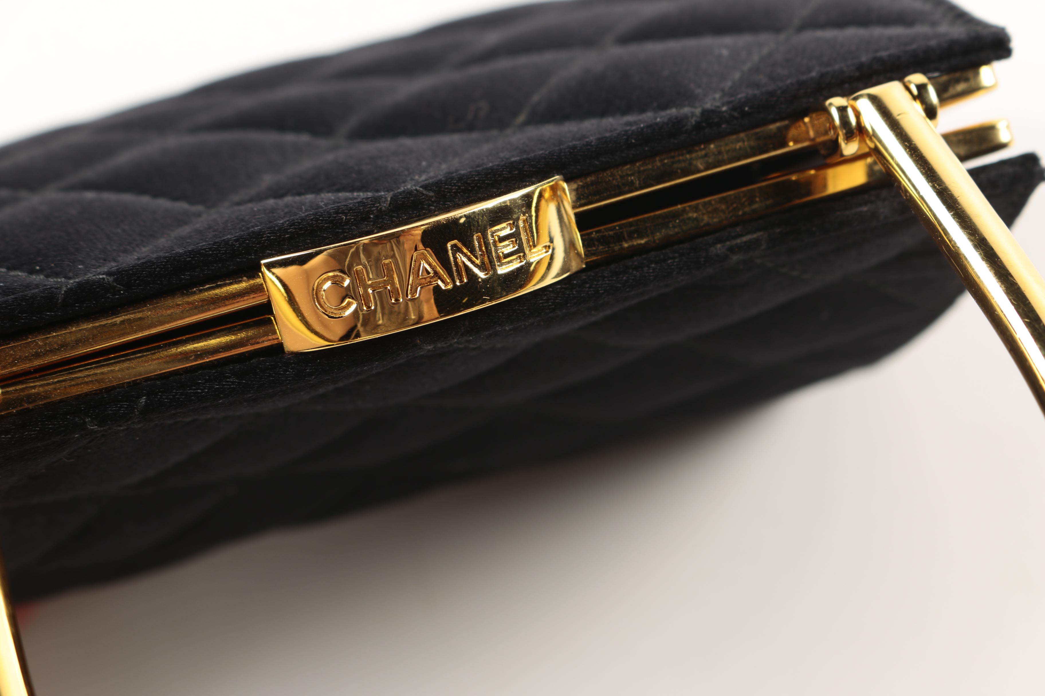 1990s Chanel Quilted Satin Mini Frame Bag