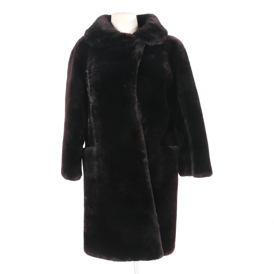 Women's Sheared Dyed Black Beaver Coat