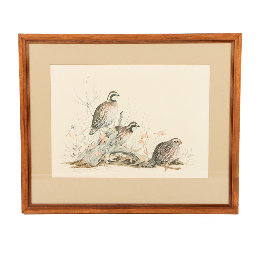 Frederick William Wetzel Limited Edition Offset Lithograph of Northern Bobwhites