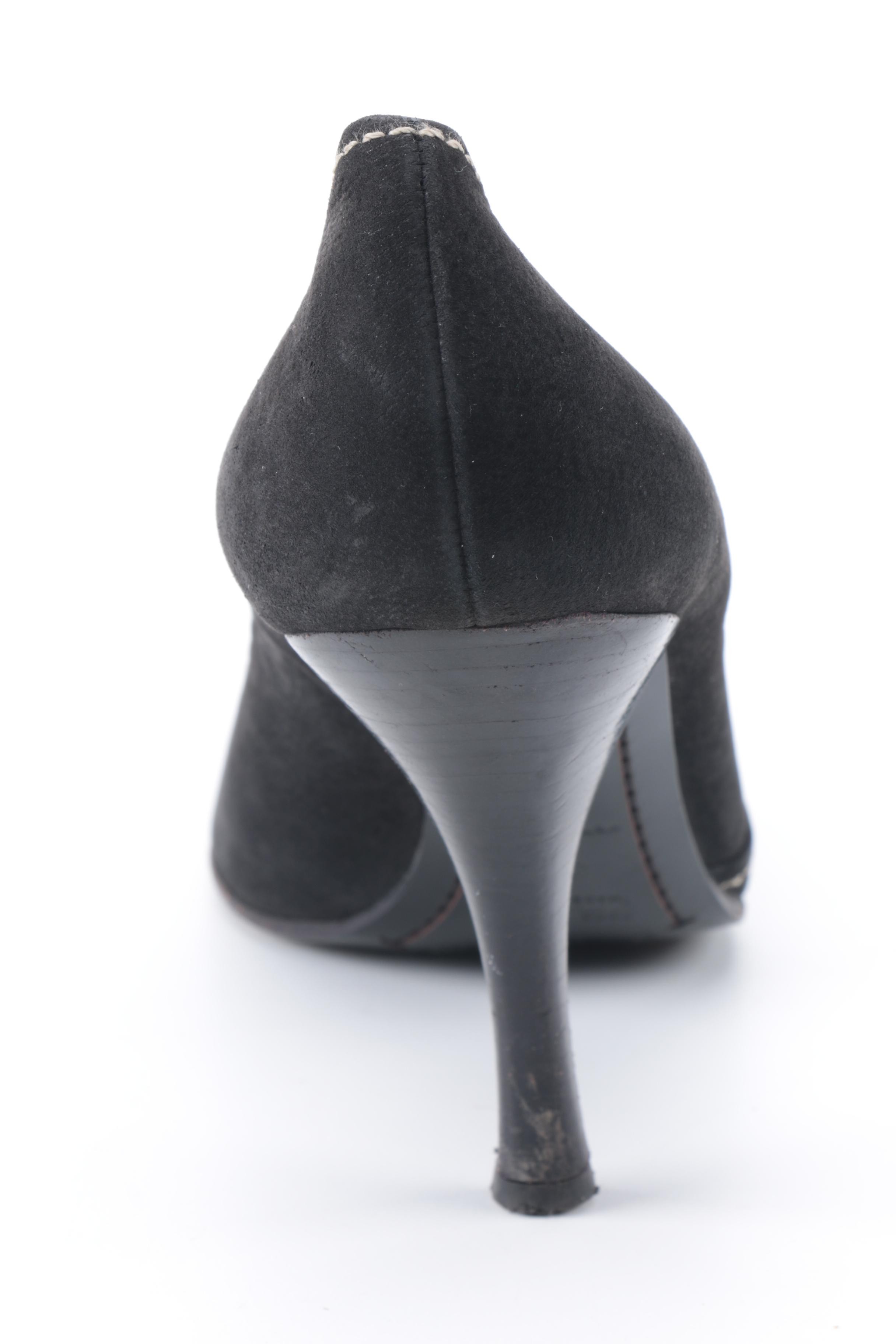 Prada Black Suede Heels