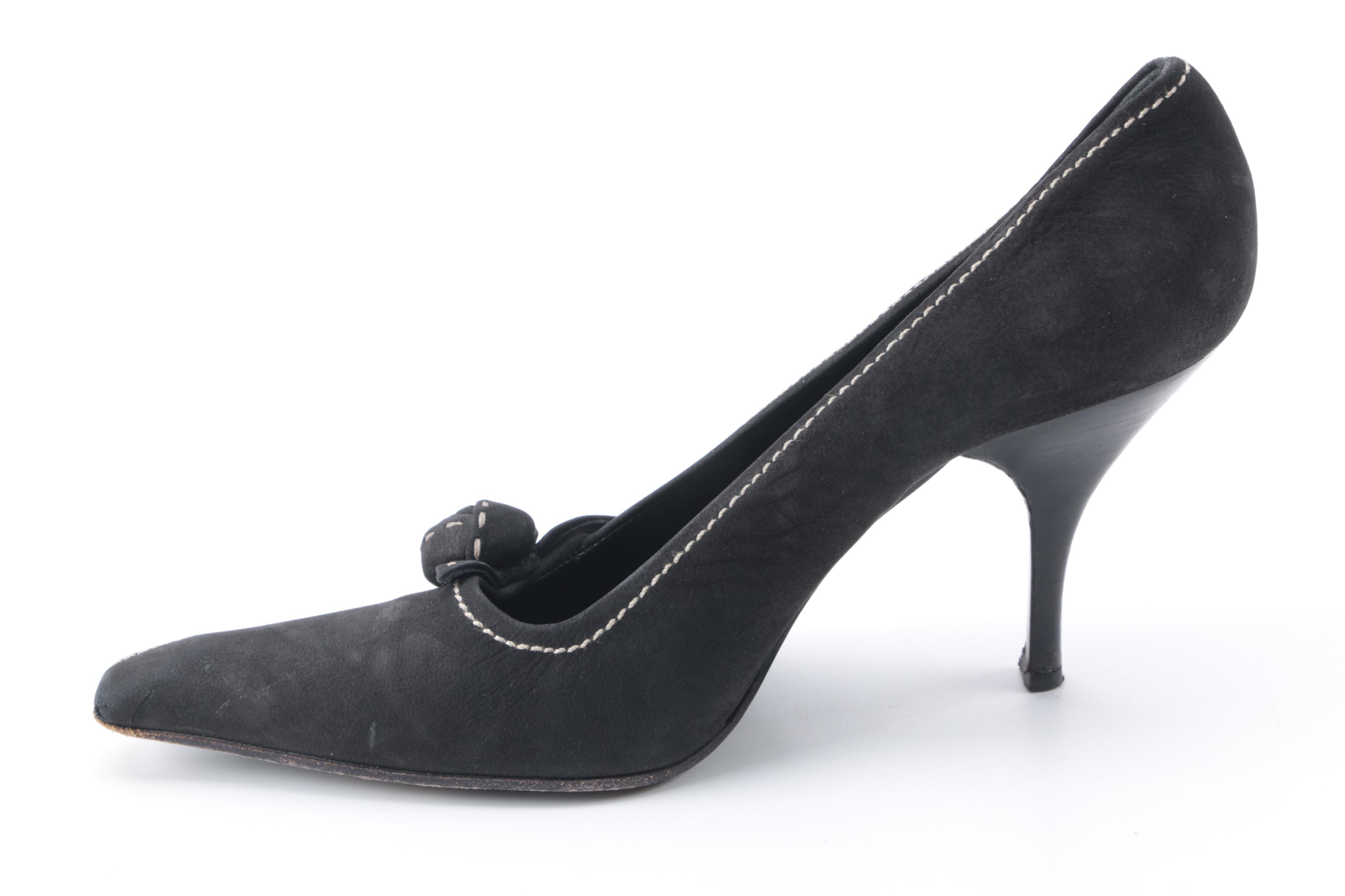 Prada Black Suede Heels