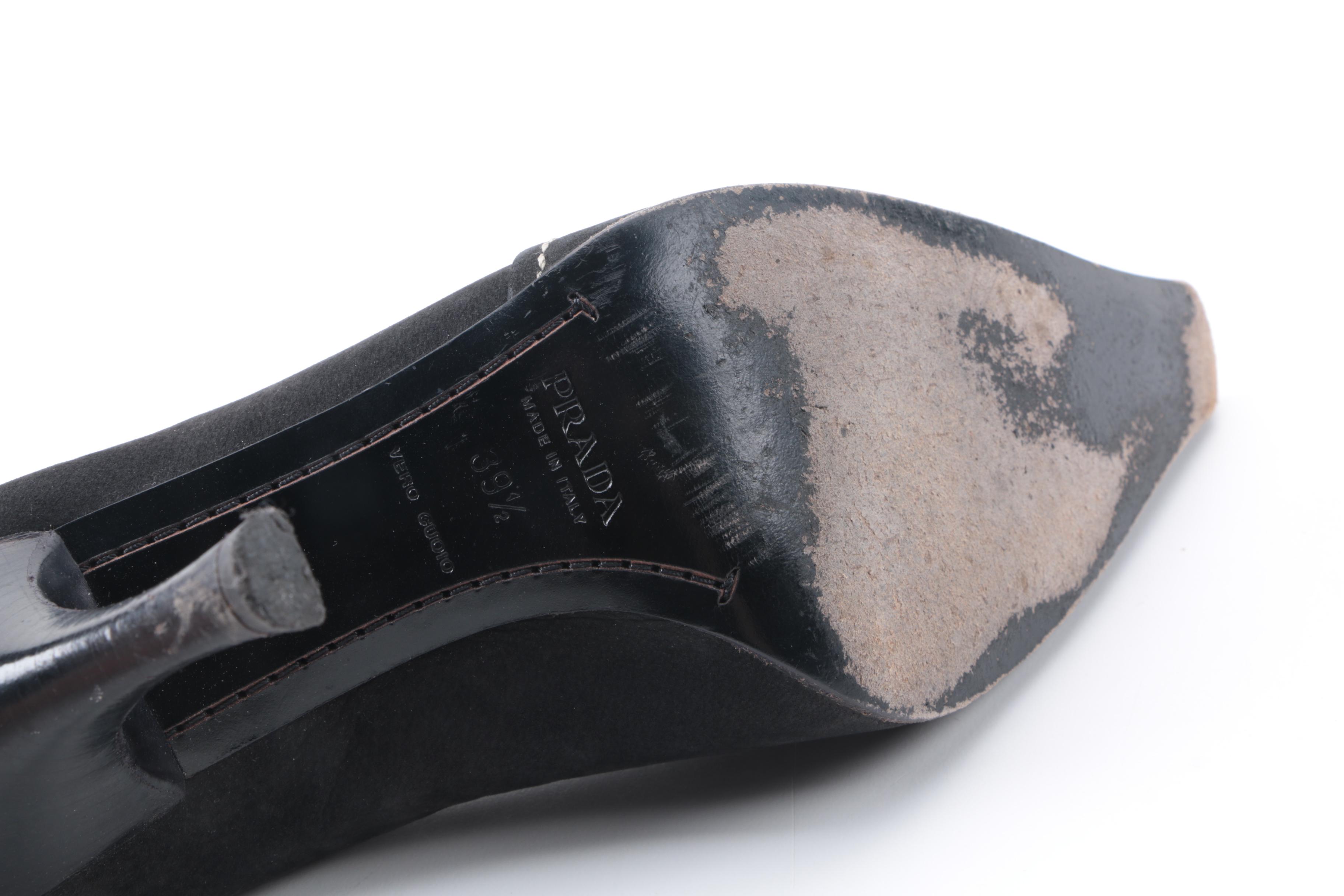 Prada Black Suede Heels