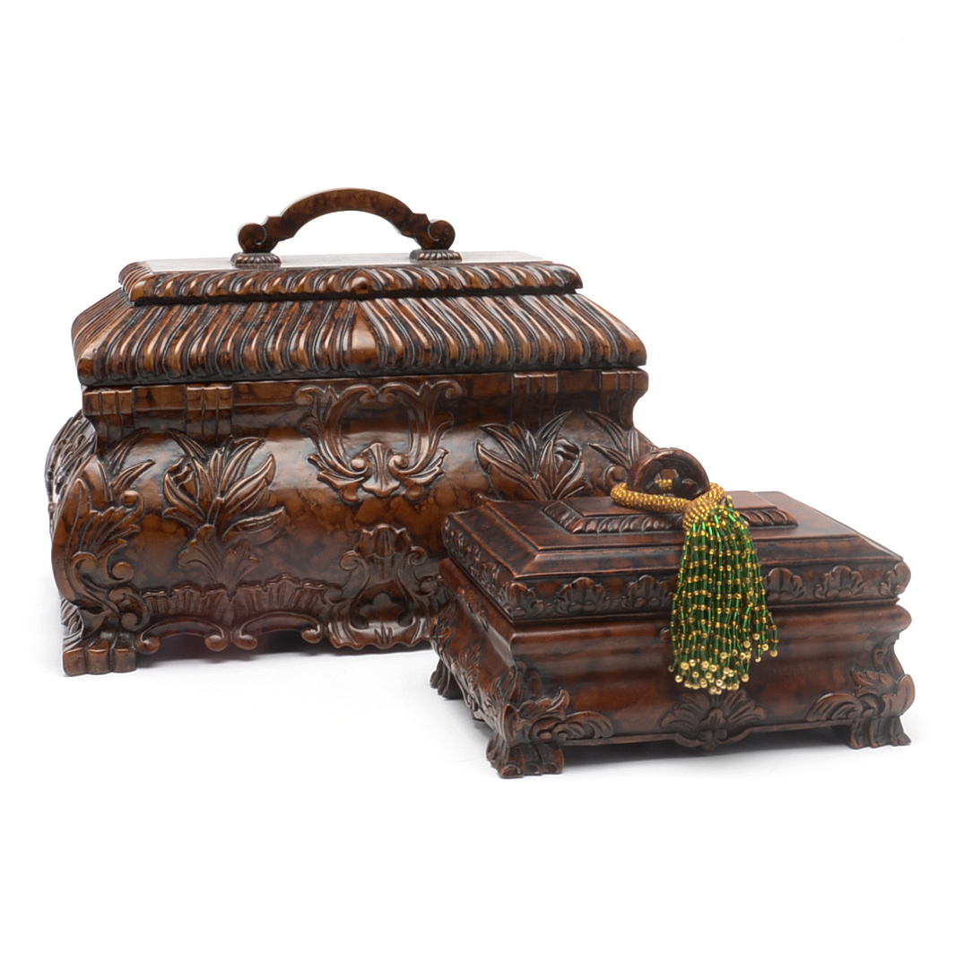 Pairing of Carved Resin Boxes