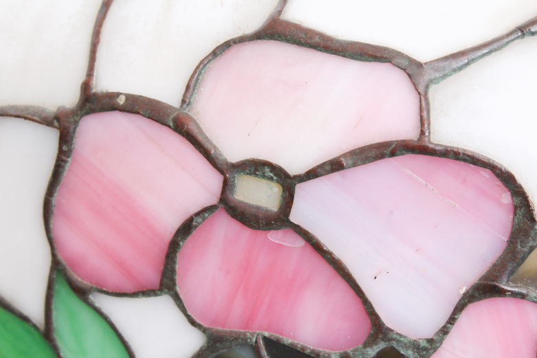 Tiffany Style Stained Glass Table Lamp with Bronze Base